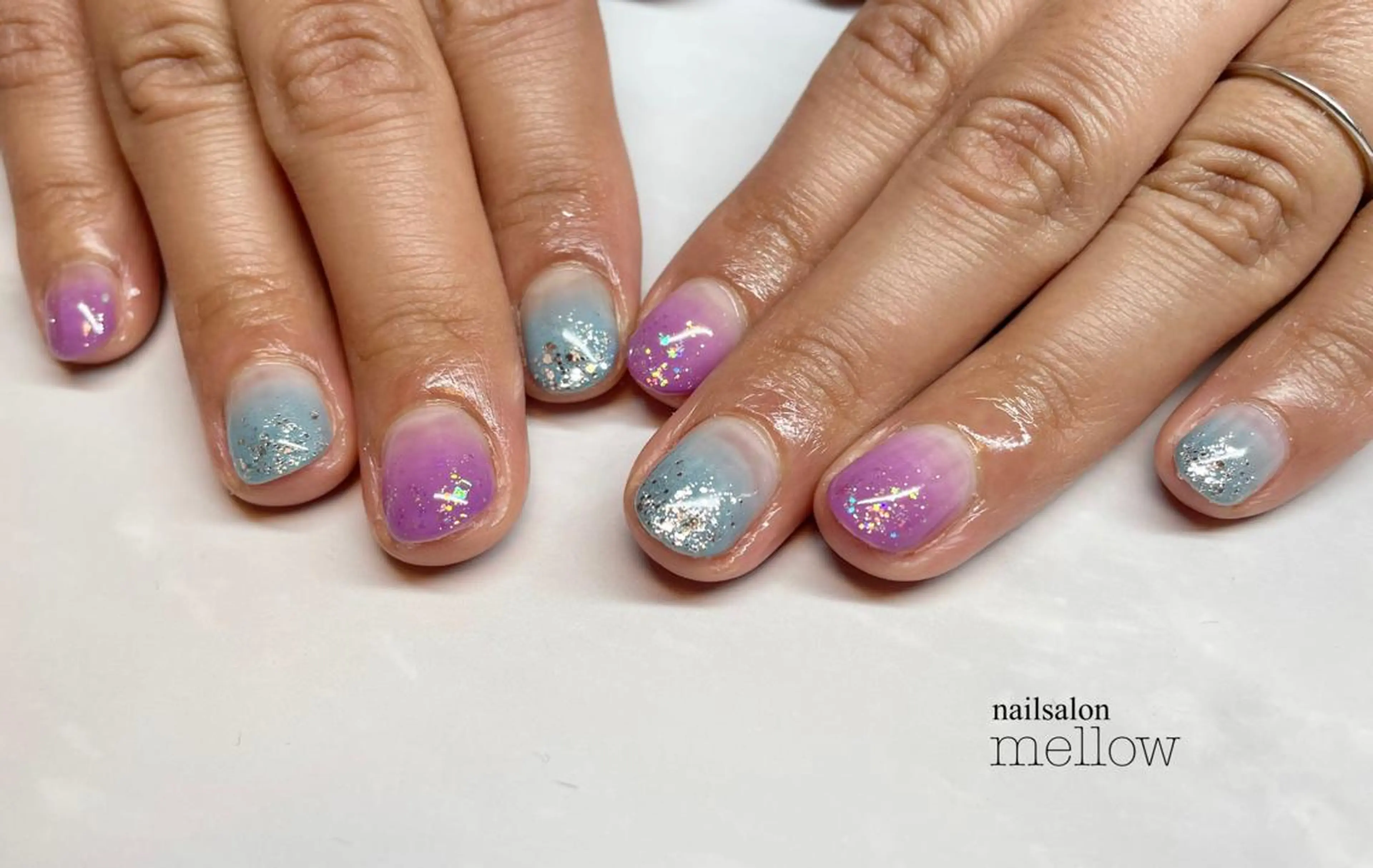 ネイル ブルー グラデーション パープル 大山 浩美のネイルデザイン