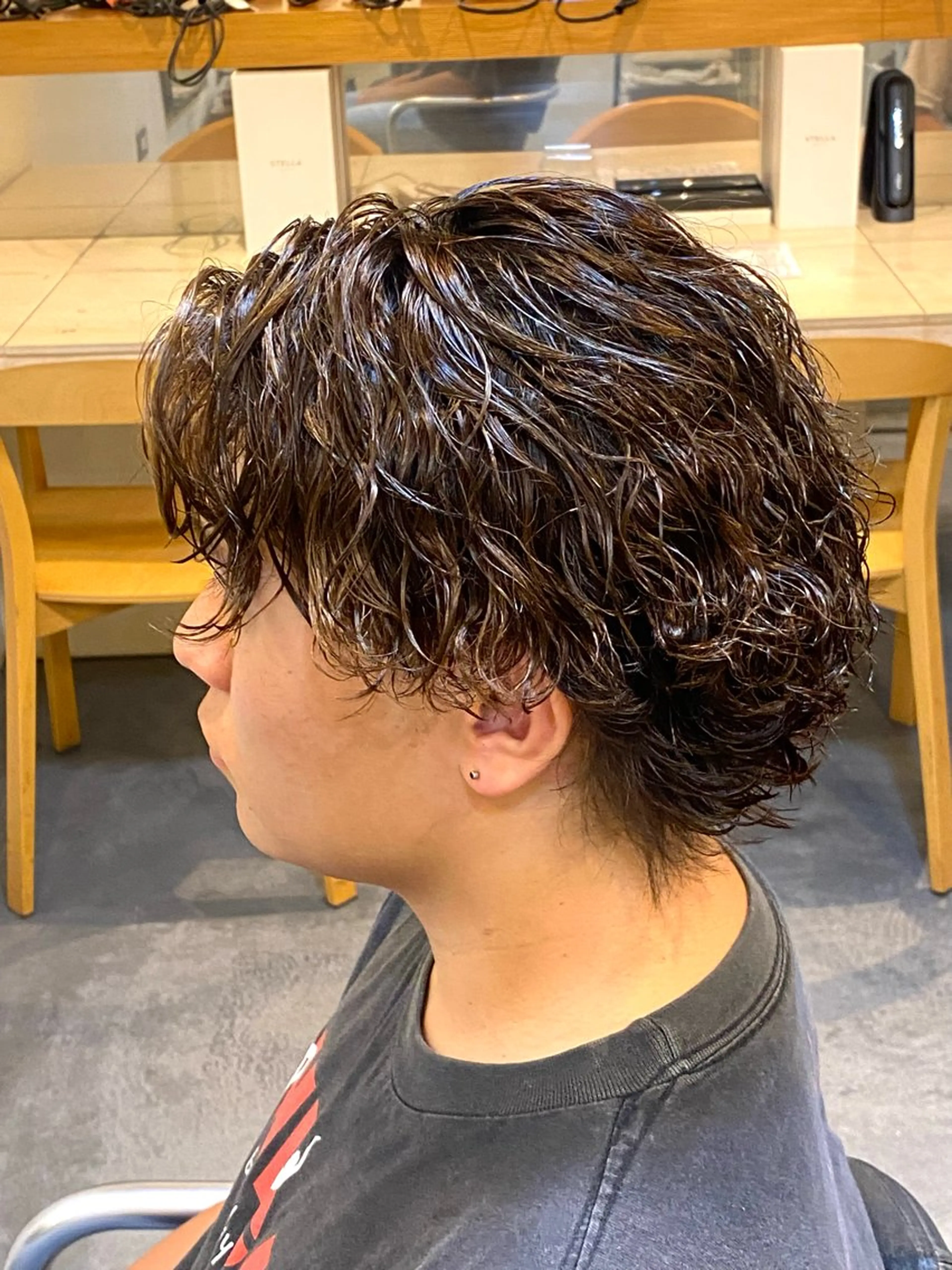 ミディアム カラー パーマ メンズ 外国人風カラー カット パーマ 谷口 悠生のヘアスタイル