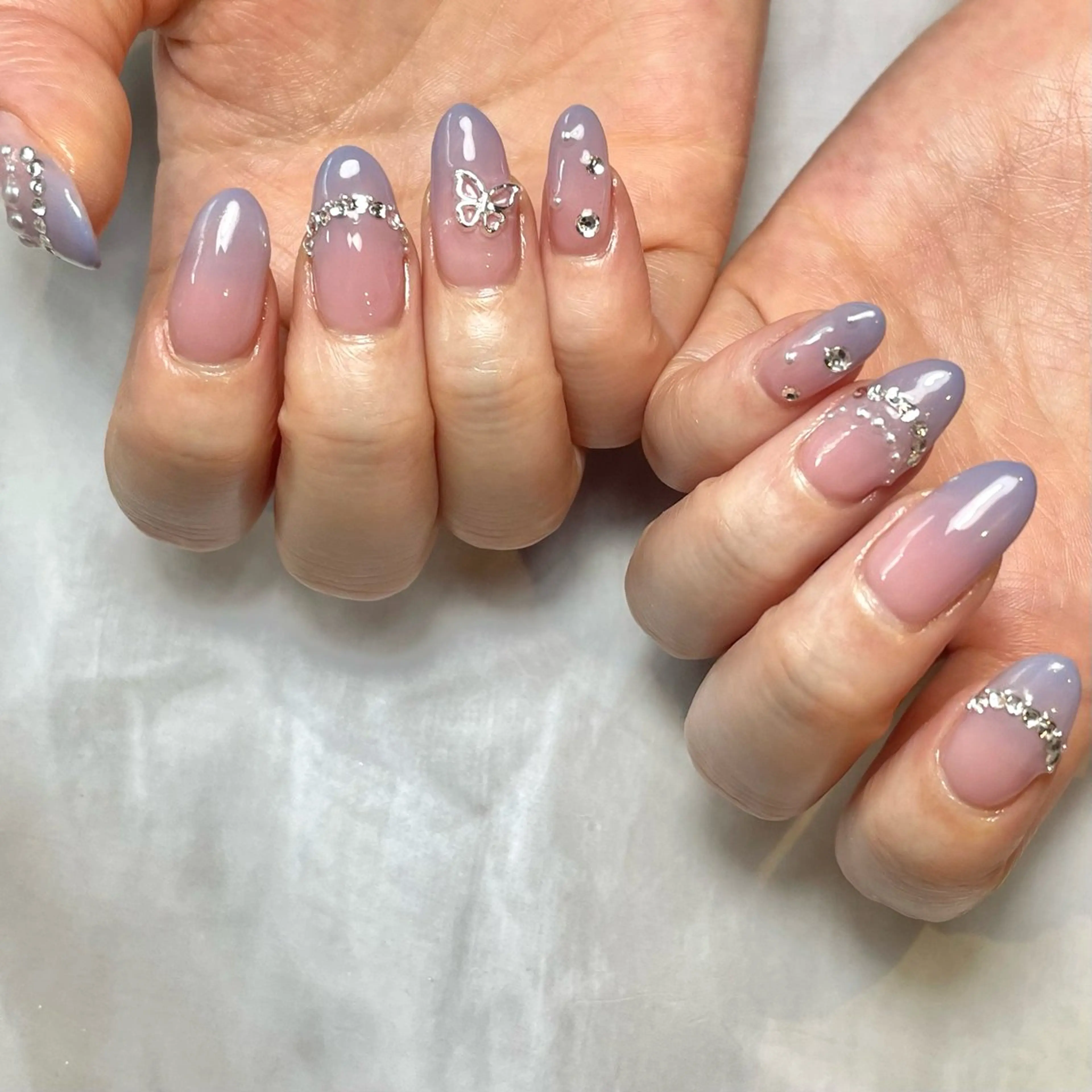ネイル グラデーション 持ち込み ピンク パープル ハンドネイル Reflection marikoのネイルデザイン