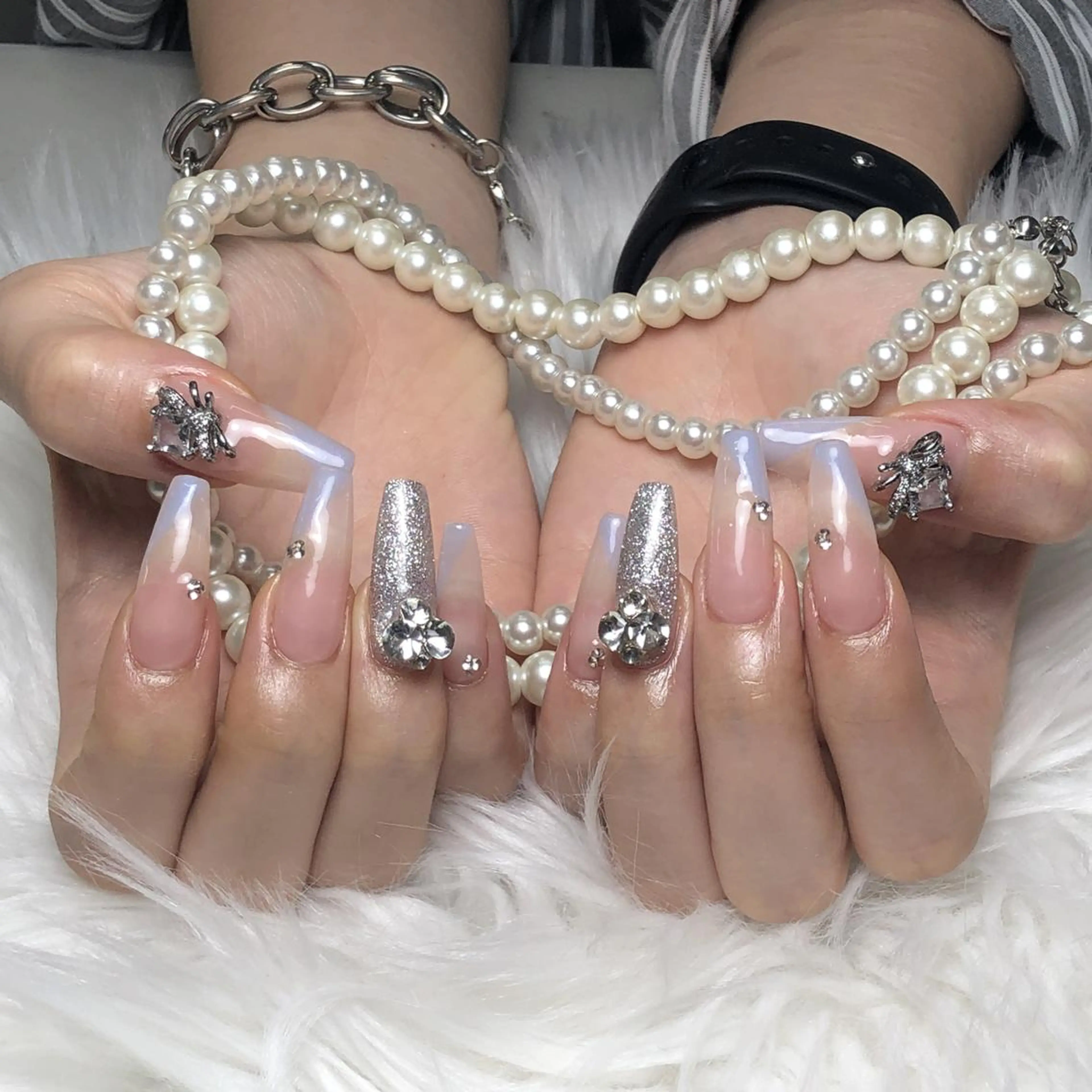 ネイル 長さ出し フレンチネイル ジェルネイル ガラスフレンチ 韓国ネイル ハンドネイル ハンドケア For U nail スカルプ専門店のネイルデザイン