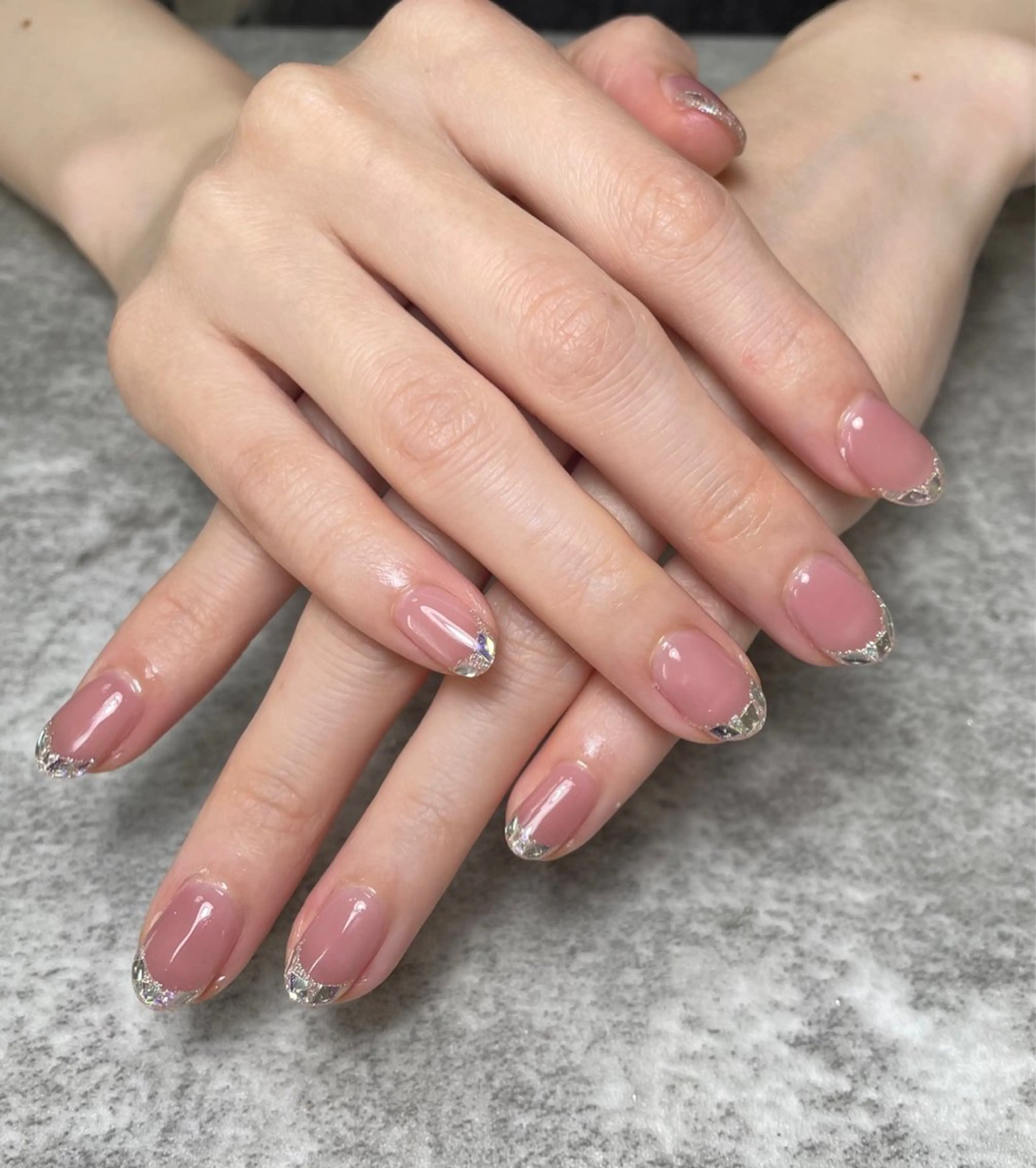 ネイル フレンチネイル ガラスフレンチ RISA joie nailのネイルデザイン