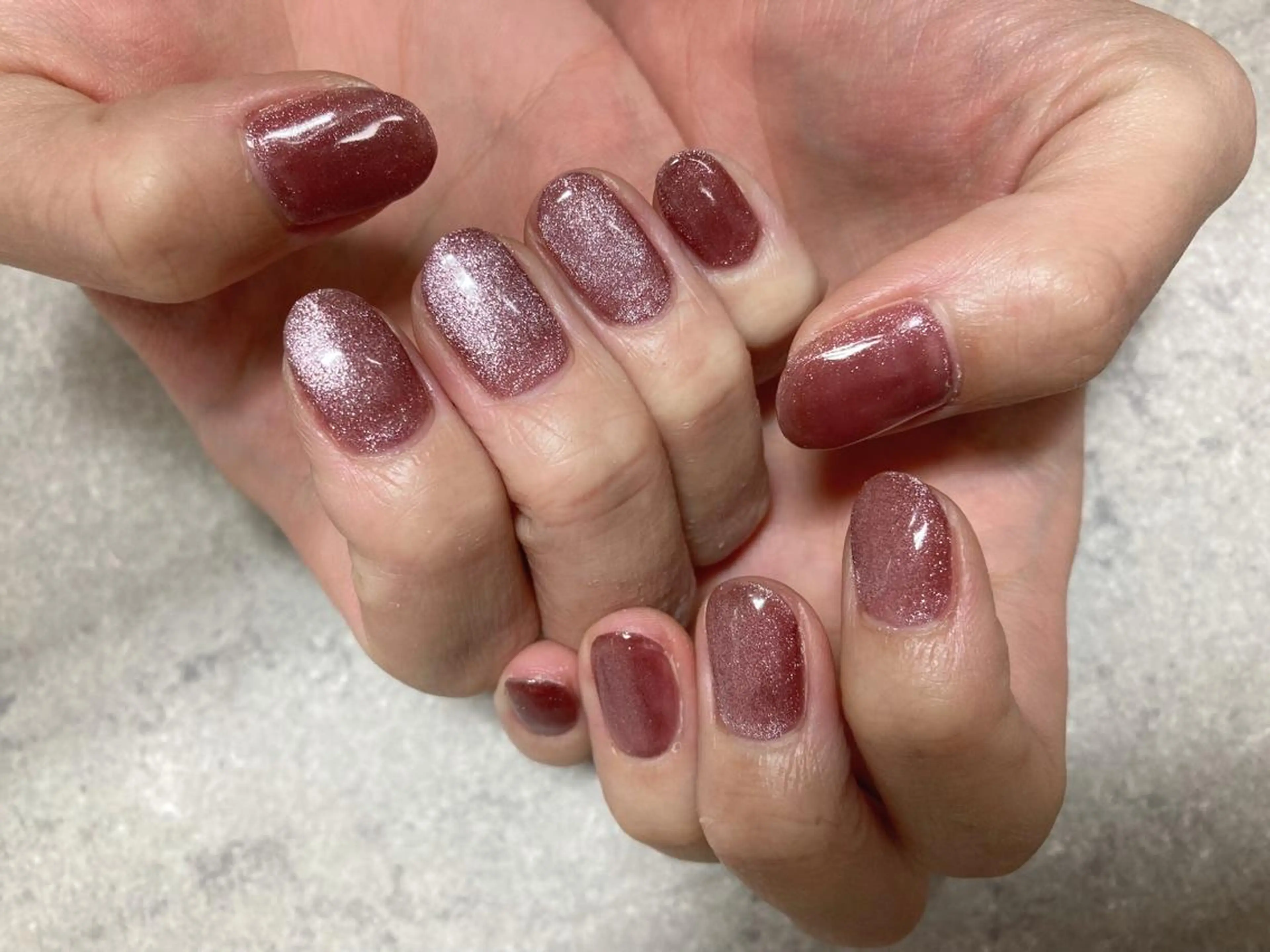 ネイル ブラウン フットネイル ジェルネイル 韓国ネイル マグネットネイル Mogu nail 二子玉川のネイルデザイン