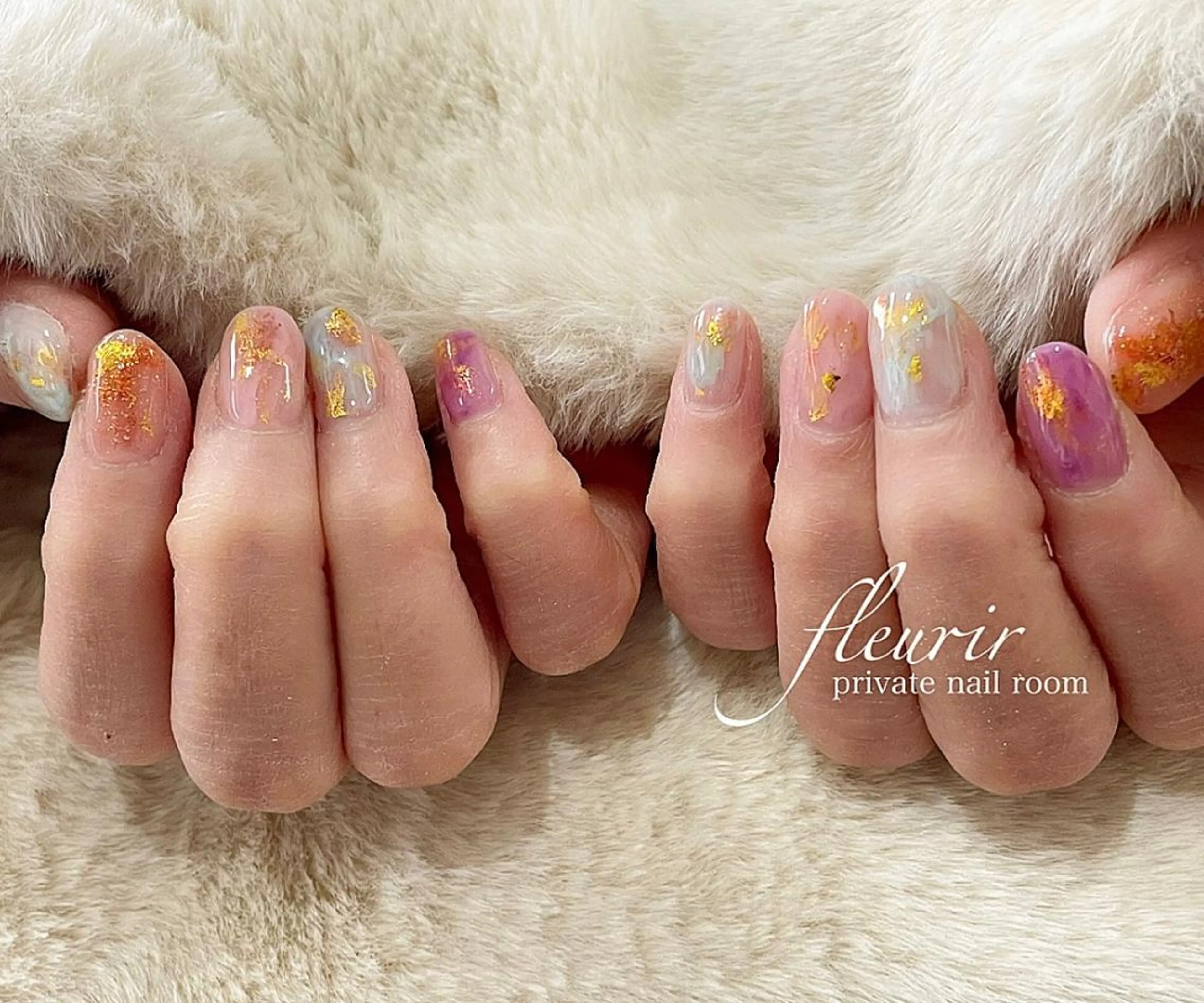 ネイル 長さ出し ジェルネイル グリーン ハードジェル 水色 フルリール 【プライベートサロンのネイルデザイン