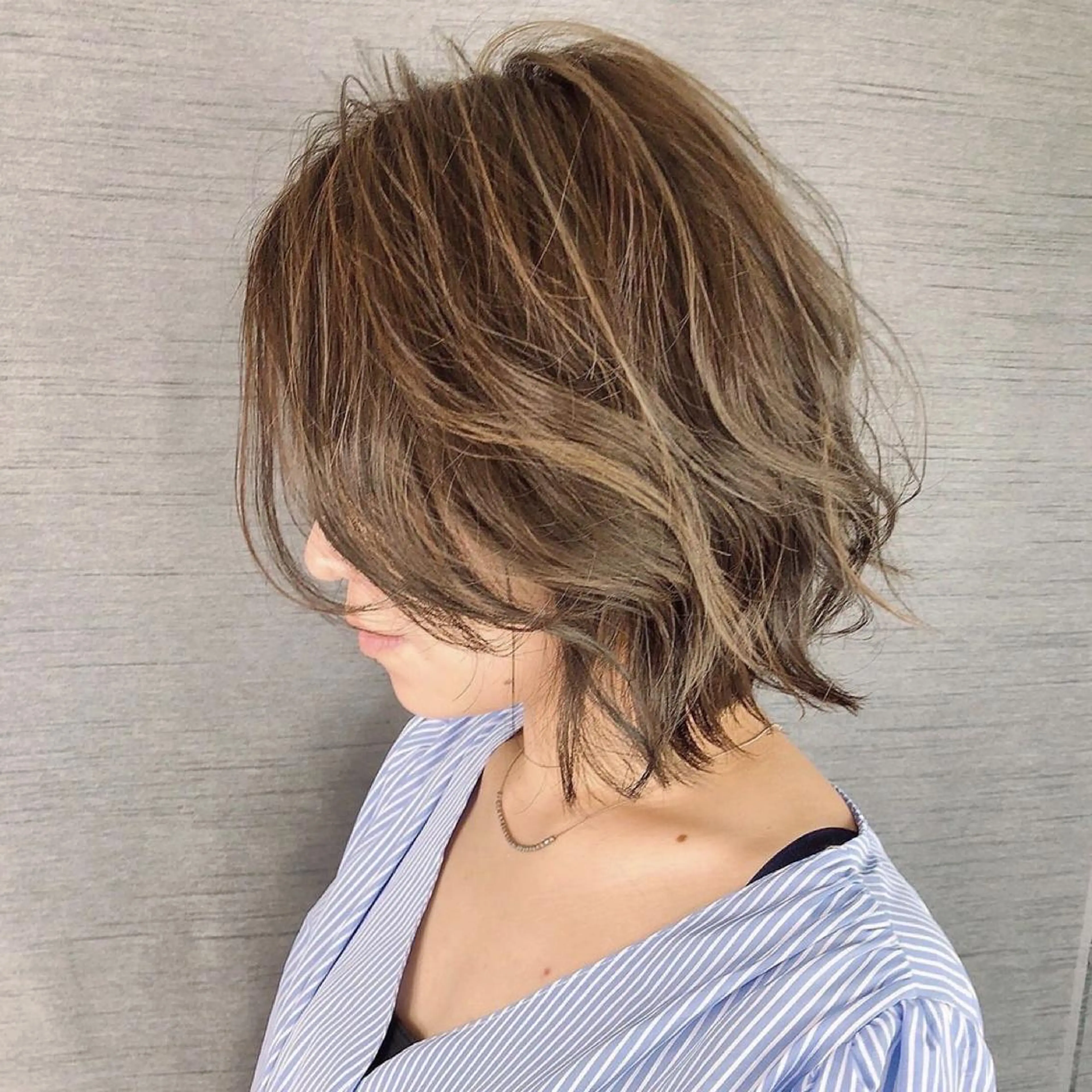 ショート 切りっぱなしボブ ボブ ボブ、縮毛矯正👑 心斎橋/高城涼也のヘアスタイル