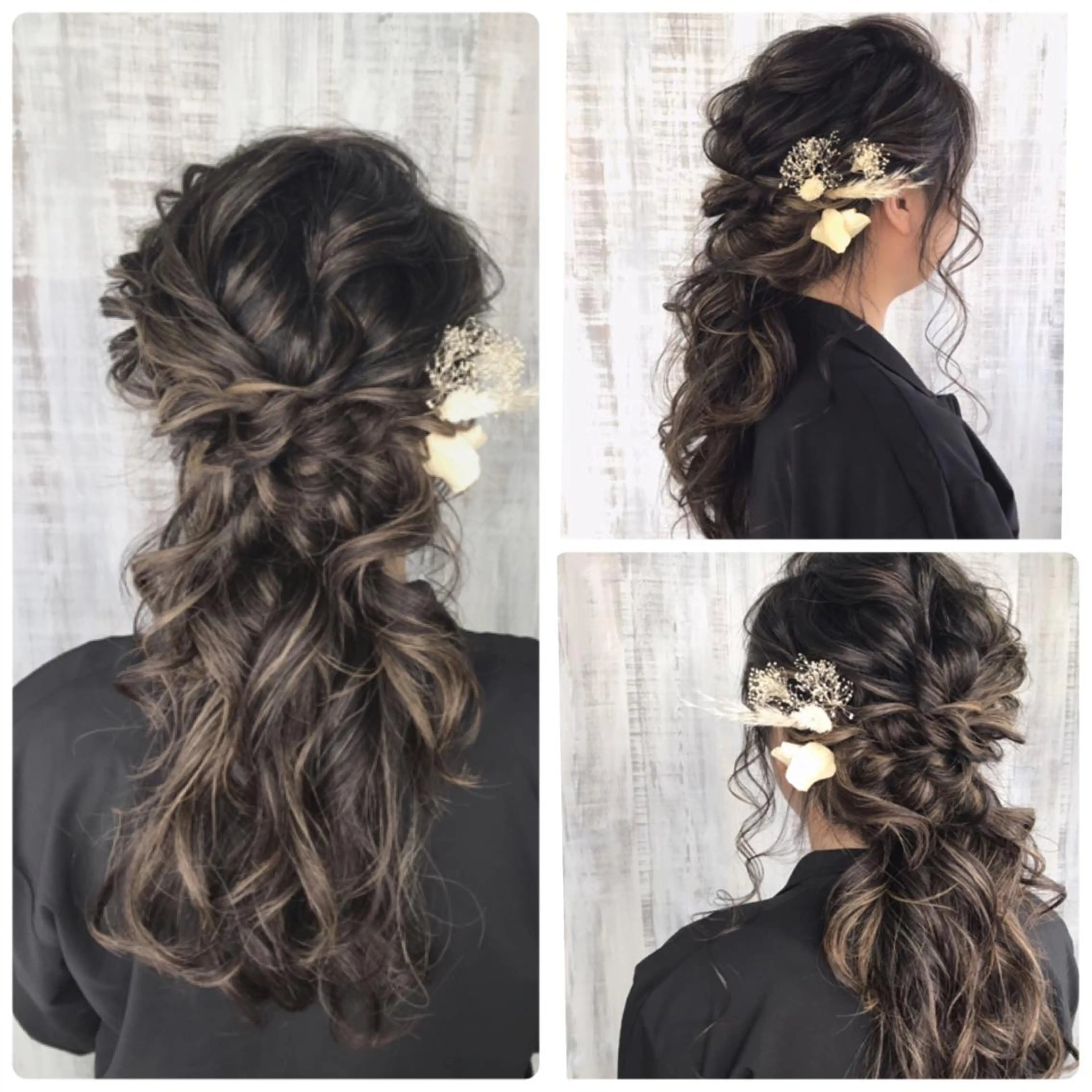 ミディアム カラー パーマ ヘアアレンジ メンズ ネイル マツエク・マツパ ハーフアップ 美容室 ソンリエのヘアスタイル