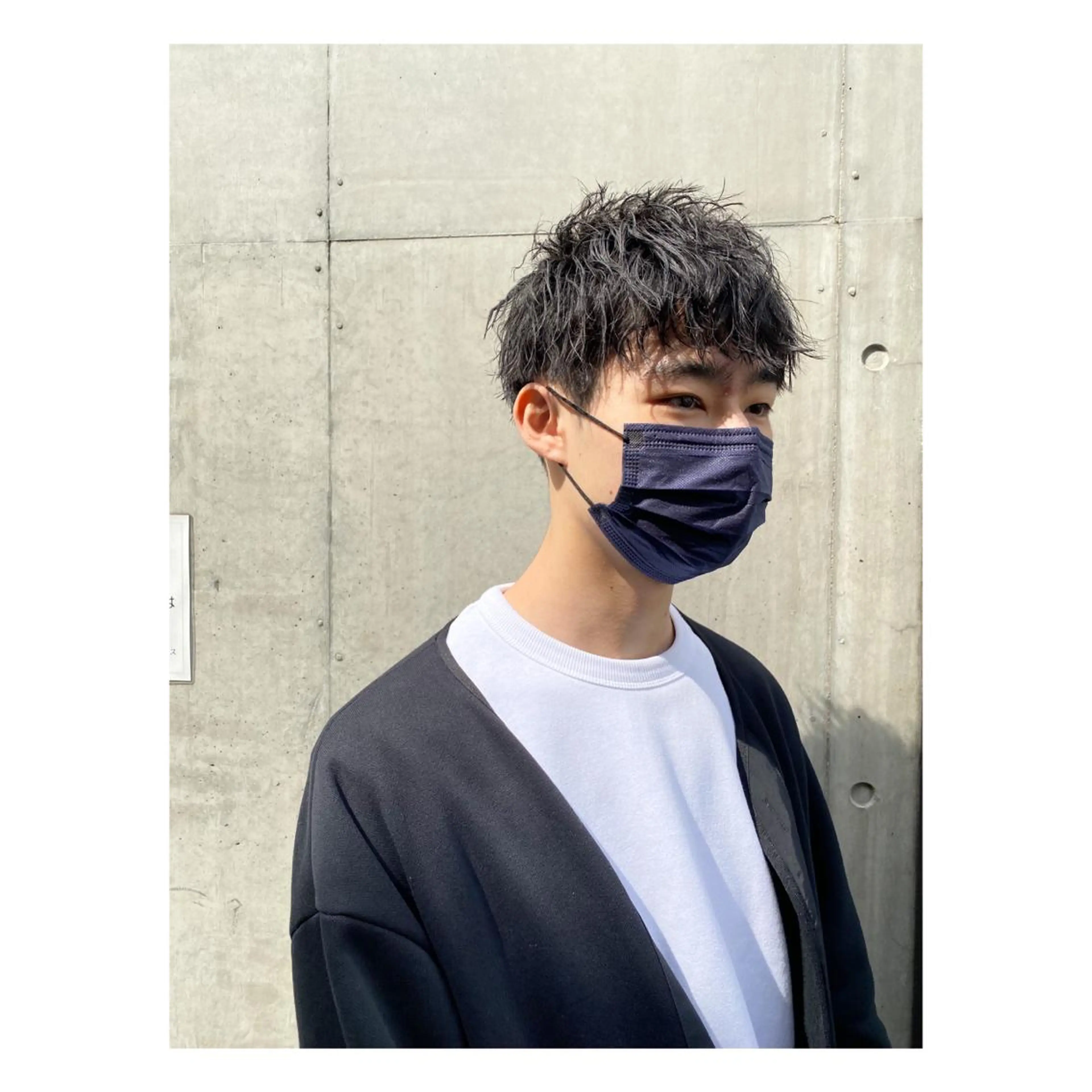 ミディアム パーマ メンズ カット 菊池大一 溝の口パーマのヘアスタイル