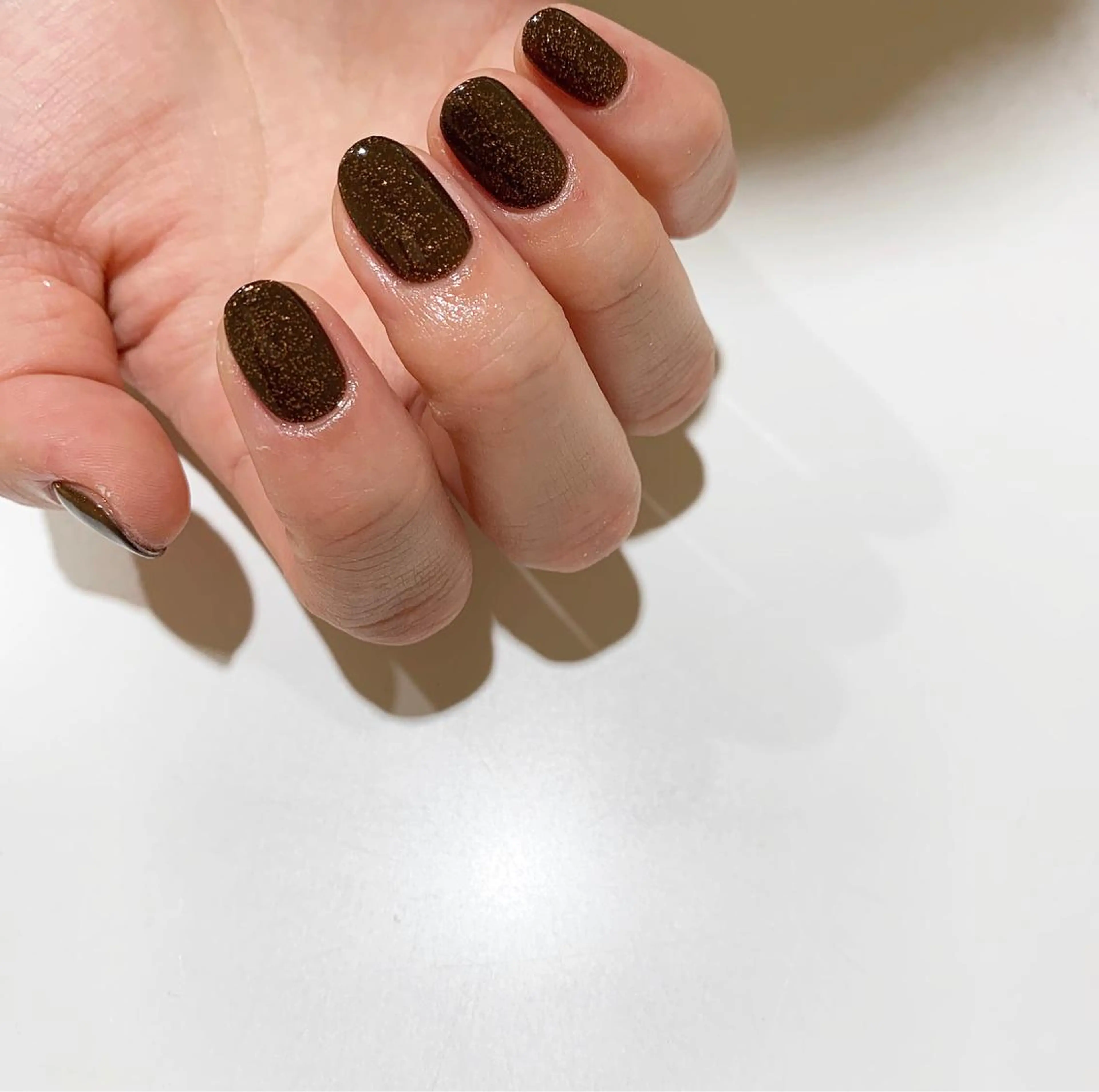 ネイル ブラウン オレンジ 佐藤 穂乃香のネイルデザイン