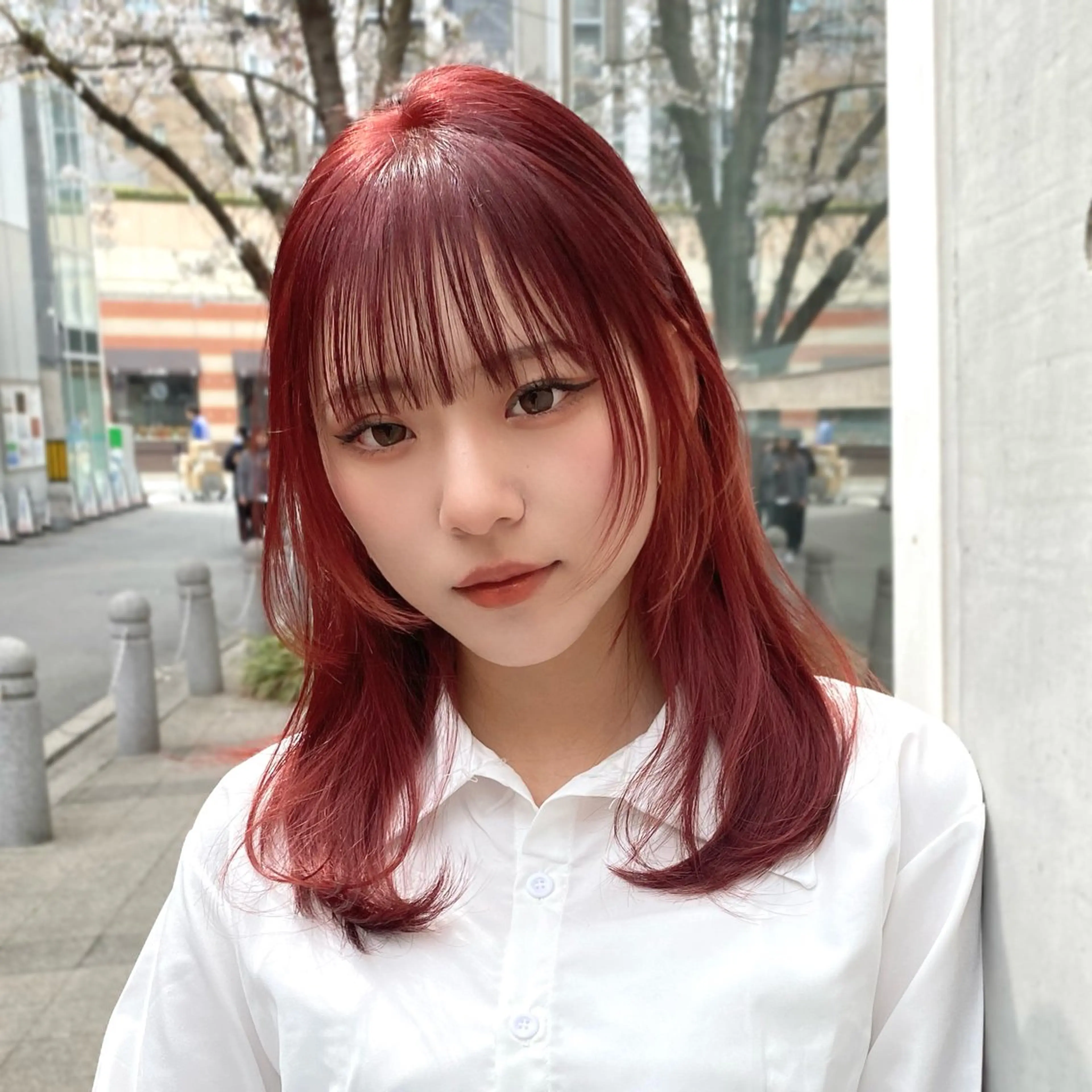 ミディアム カラー ブリーチ ケアブリーチ カシス レイヤーカット ウルフカット カット ✨ハッシュカット✨ ユウキ✨のヘアスタイル