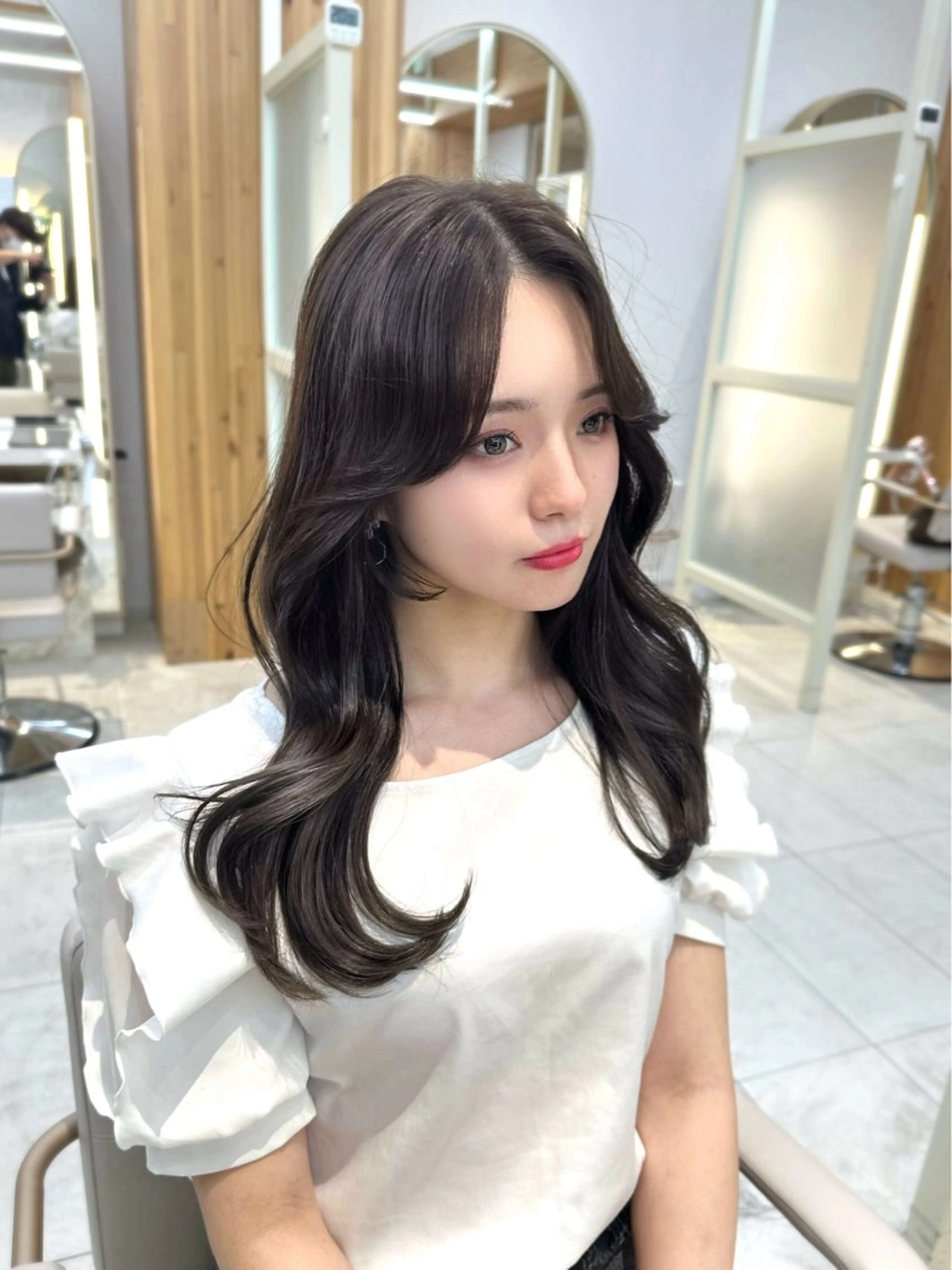 ロング カラー ダークグレー ダークグレージュ グレージュ くびれヘア 韓国風ヘア 🇰🇷韓国風くびれ ヘア🇰🇷中村優大のヘアスタイル