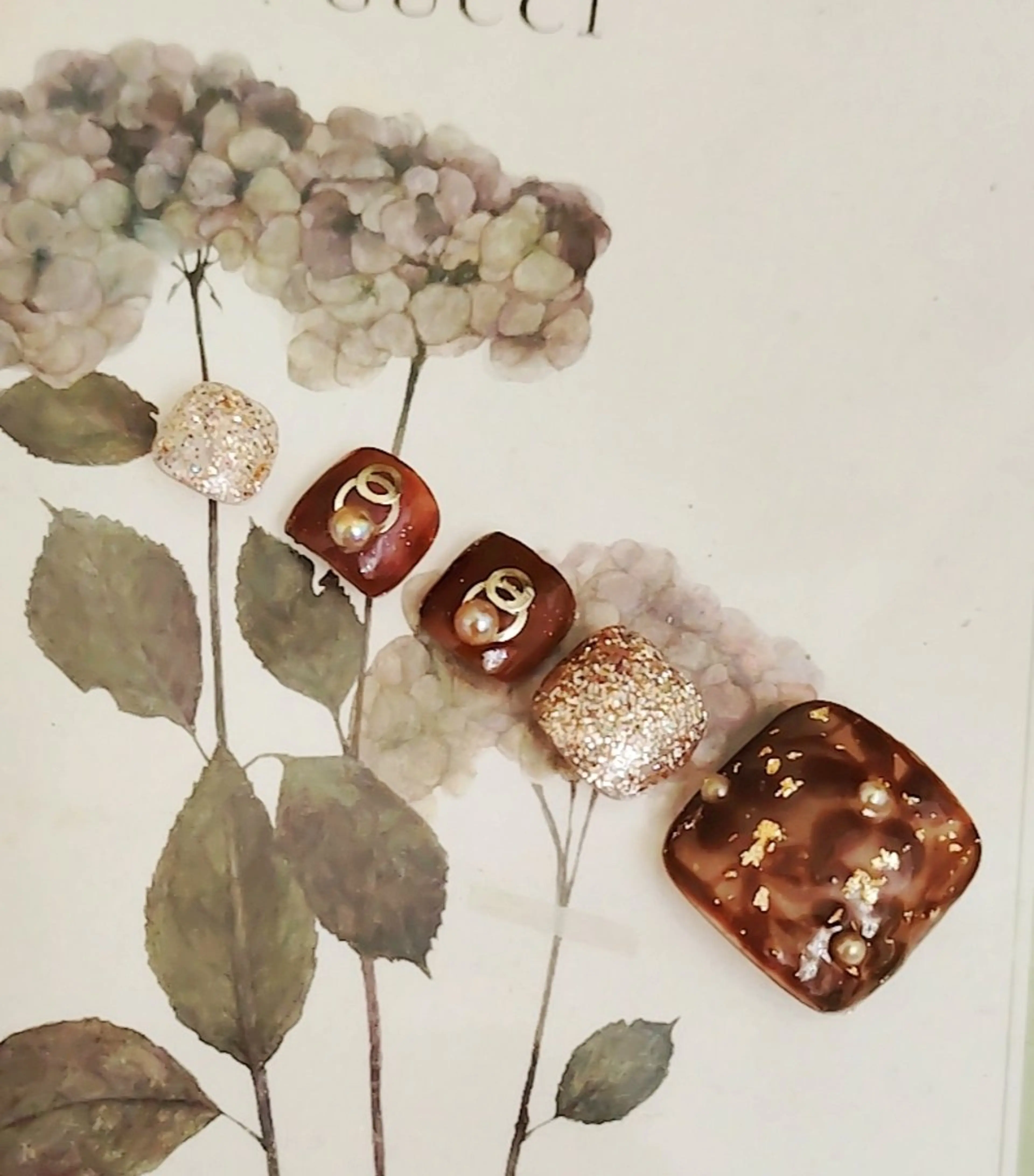 ネイル ブラウン フットネイル Jewel SecretBaseのネイルデザイン