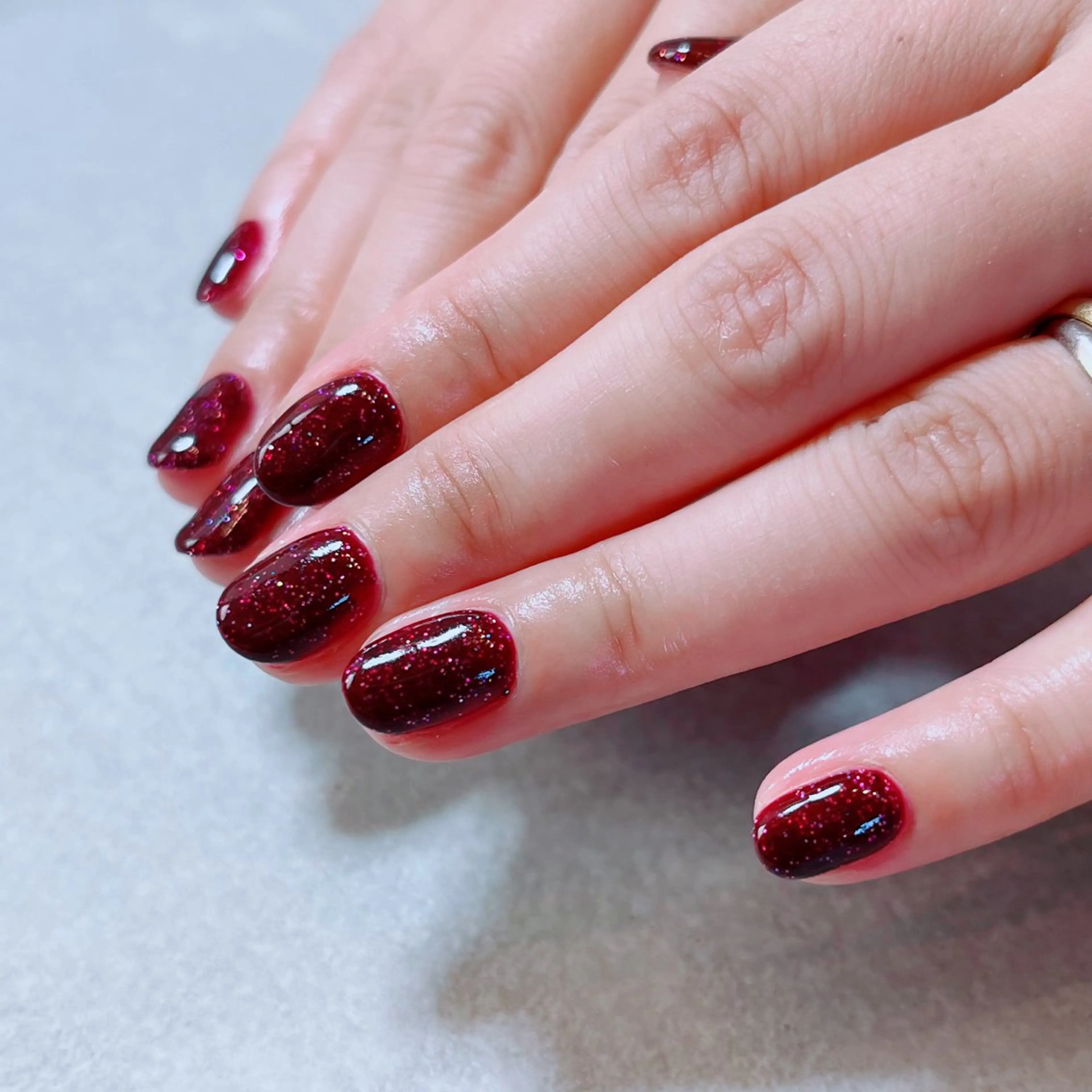 ネイル ラメ(グリッター) おそろいネイル ワンカラーネイル パープル シンプルネイル ハンドネイル ruirui.naildesign所属・RUI ☆のネイルデザイン