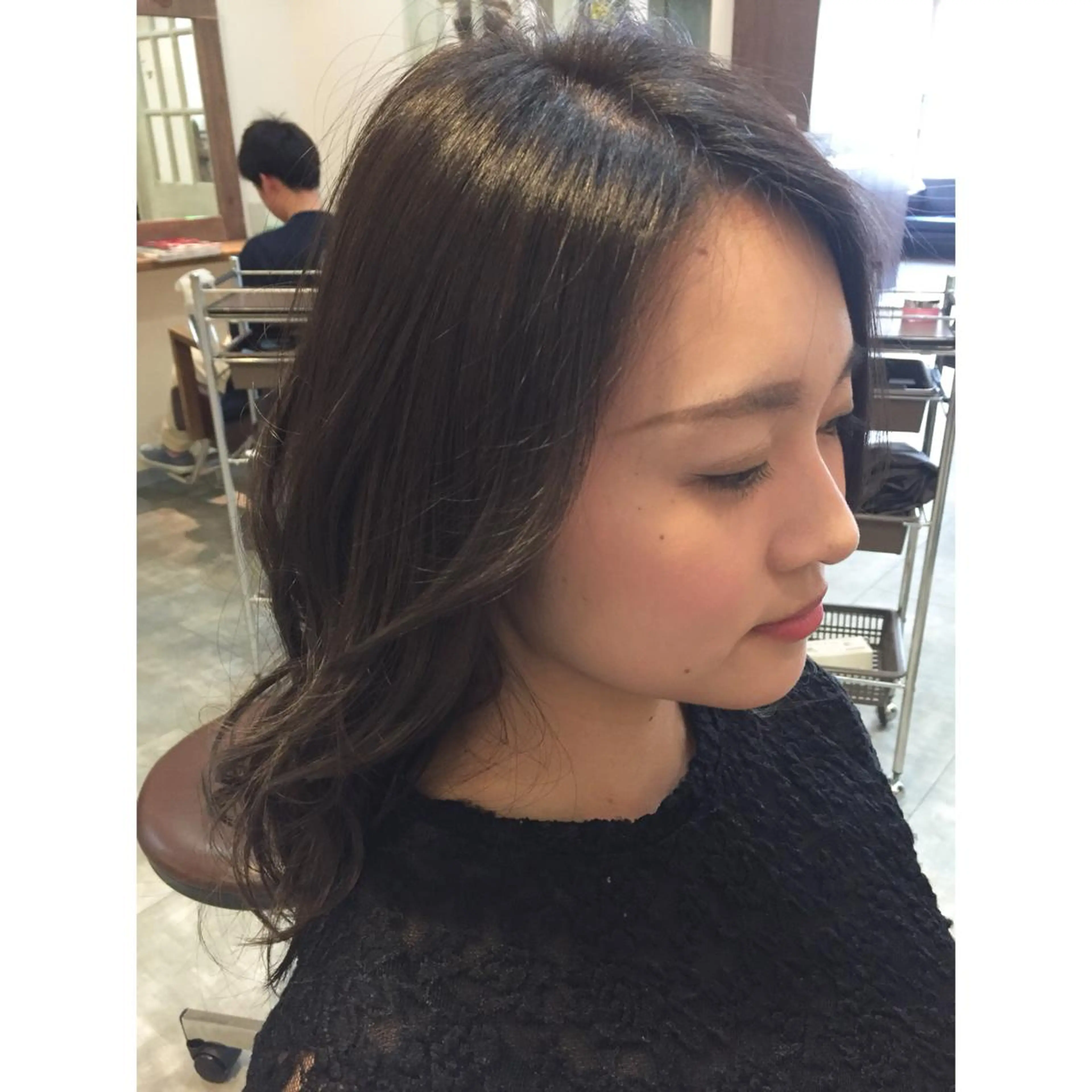 セミロング カラー 透明感カラー ハイライトカラー ハイライト ヘアカラー トリートメント 透明感/ 美髪矯正/田中恭のヘアスタイル