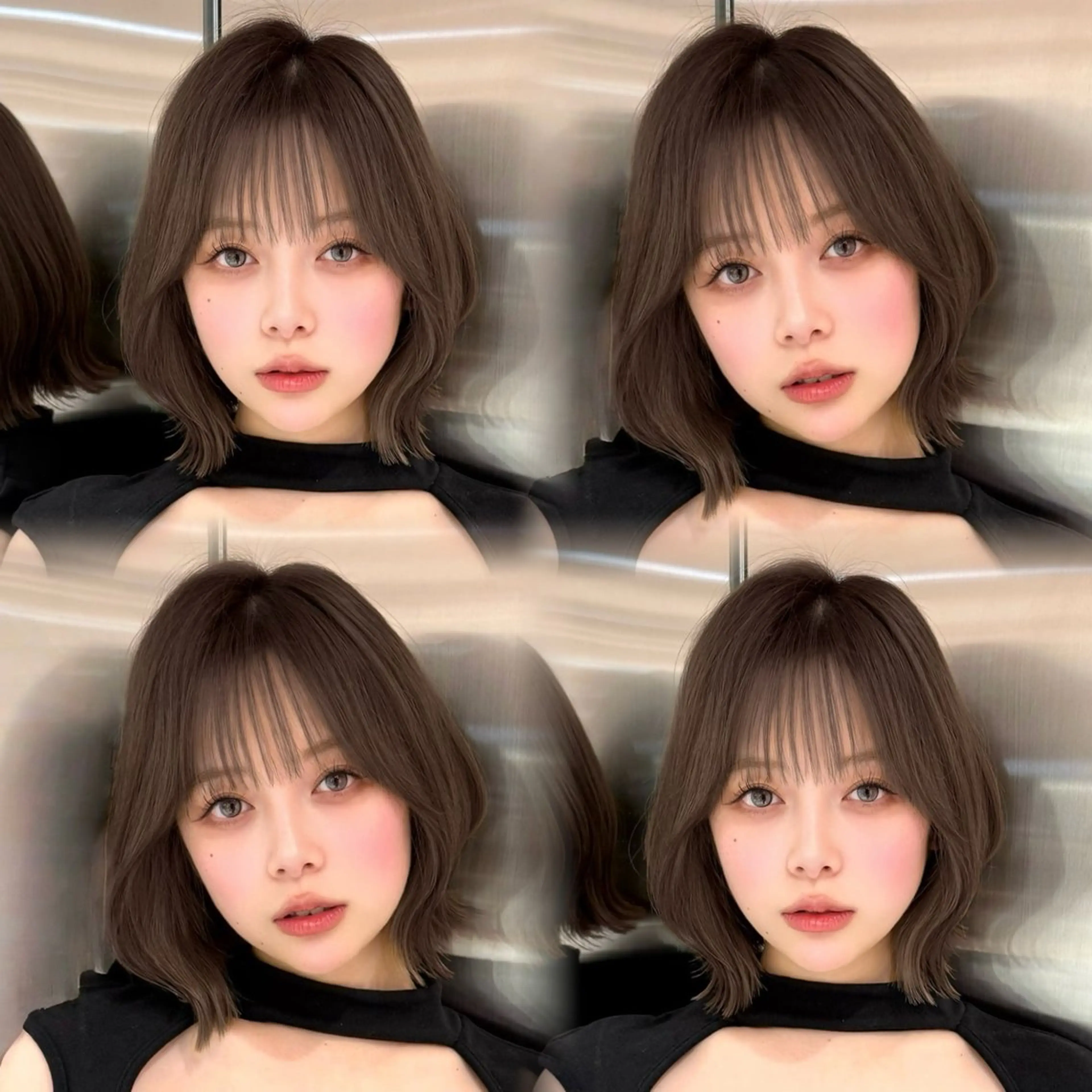 ミディアム カラー ヘアアレンジ ボブレイヤー 透明感カラー ボブ 韓国風ヘア レイヤーカット 韓国ボブ/髪質改善 /新宿/Rumiのヘアスタイル