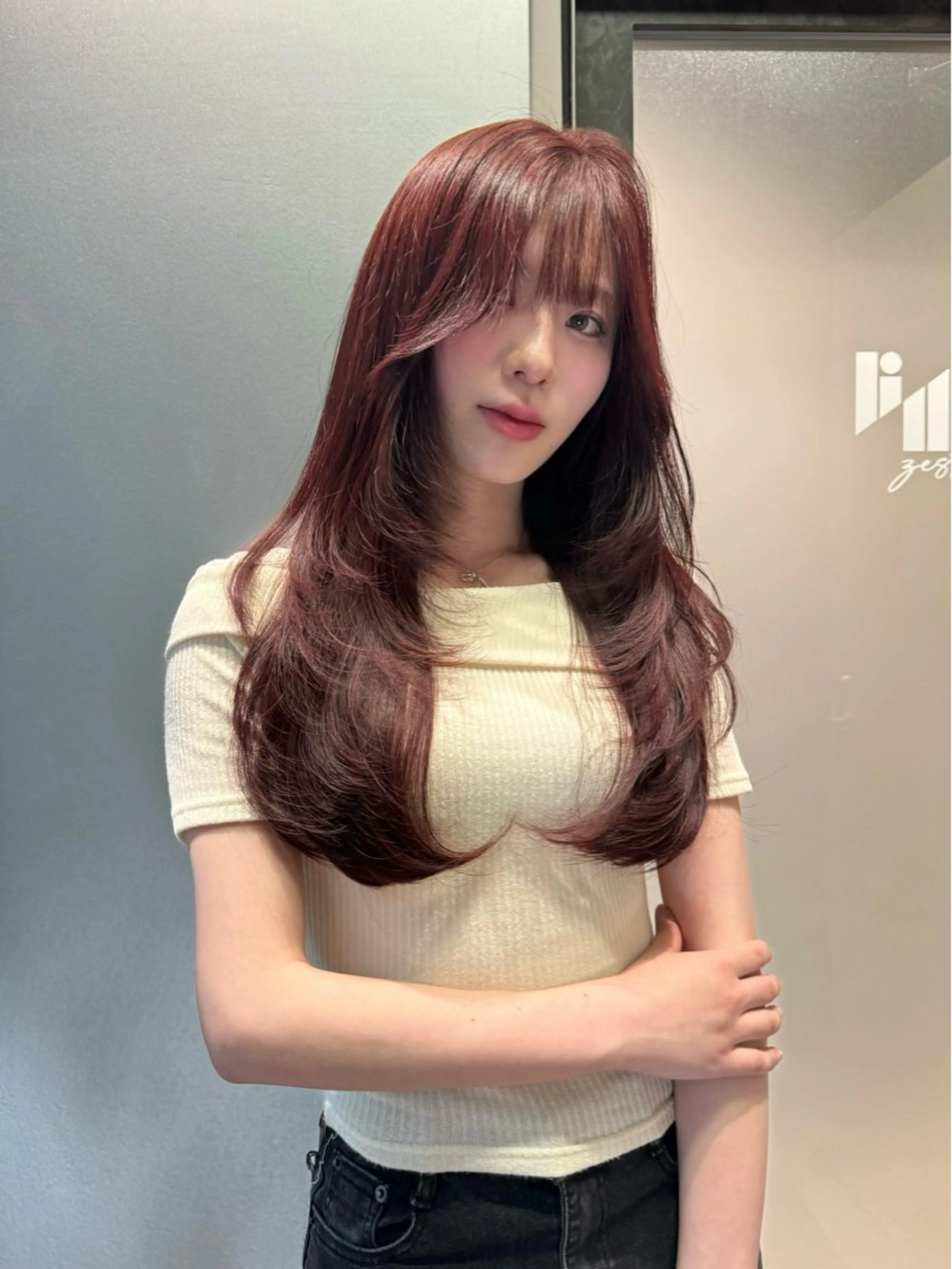 ロング カラー カット ヘアカラー ワンカールで盛れる レイヤー🎀Macoのヘアスタイル