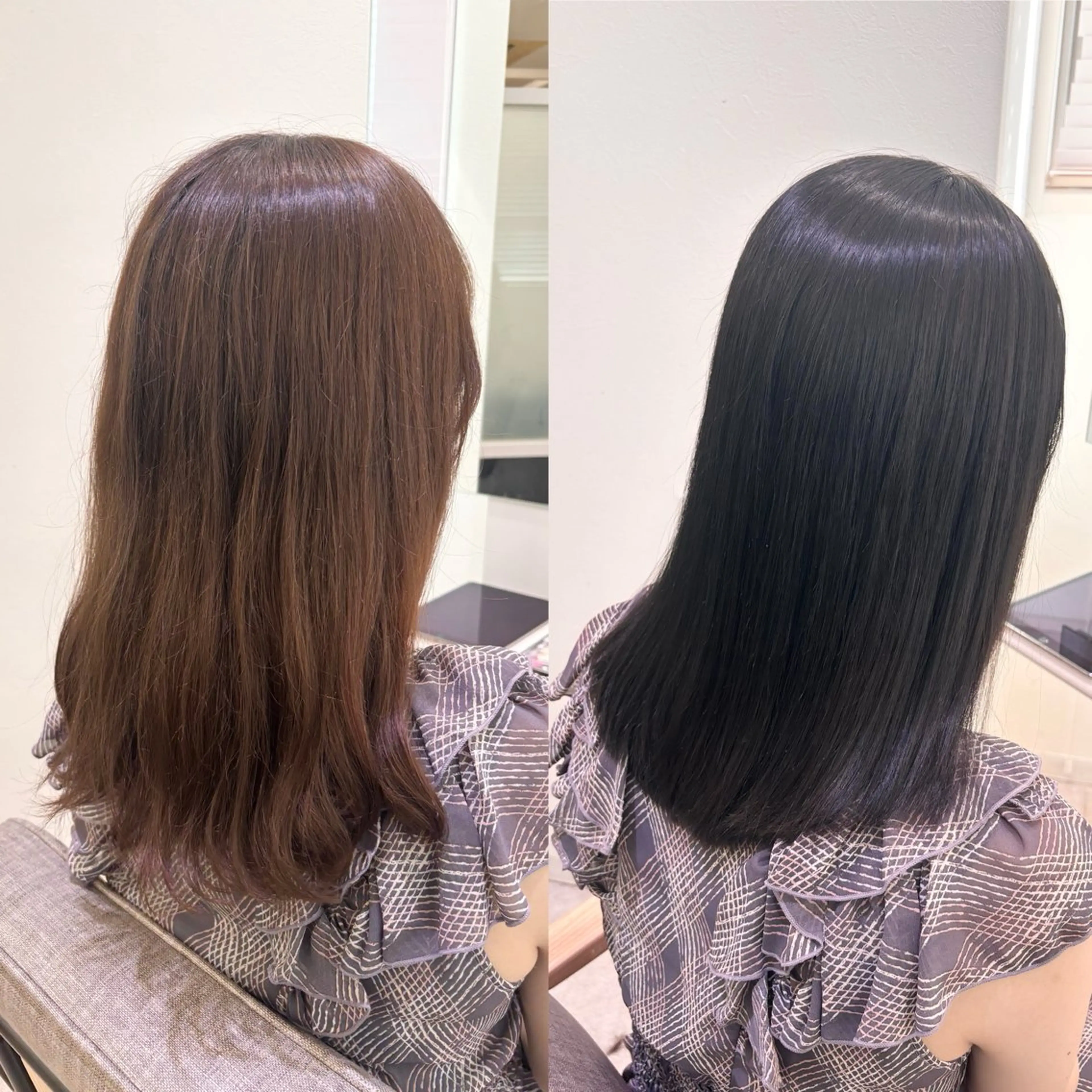 セミロング 酸性ストレート 縮毛矯正 ヘアアレンジ🪽🎀 艶カラー/天王寺のヘアスタイル