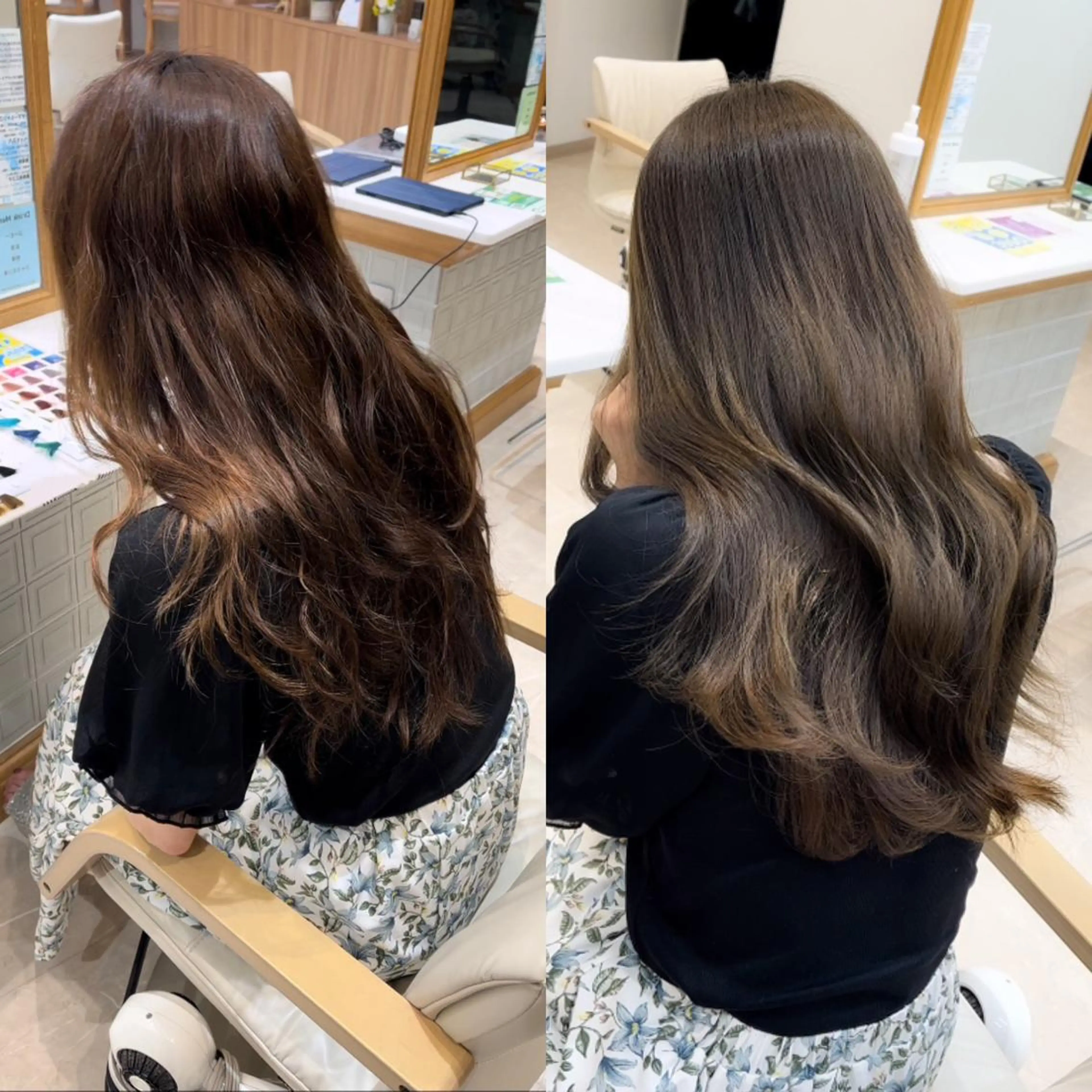 ロング カラー ベージュカラー オリーブベージュ オレンジ ミタニ/髪質改善 /レイヤーカットのヘアスタイル