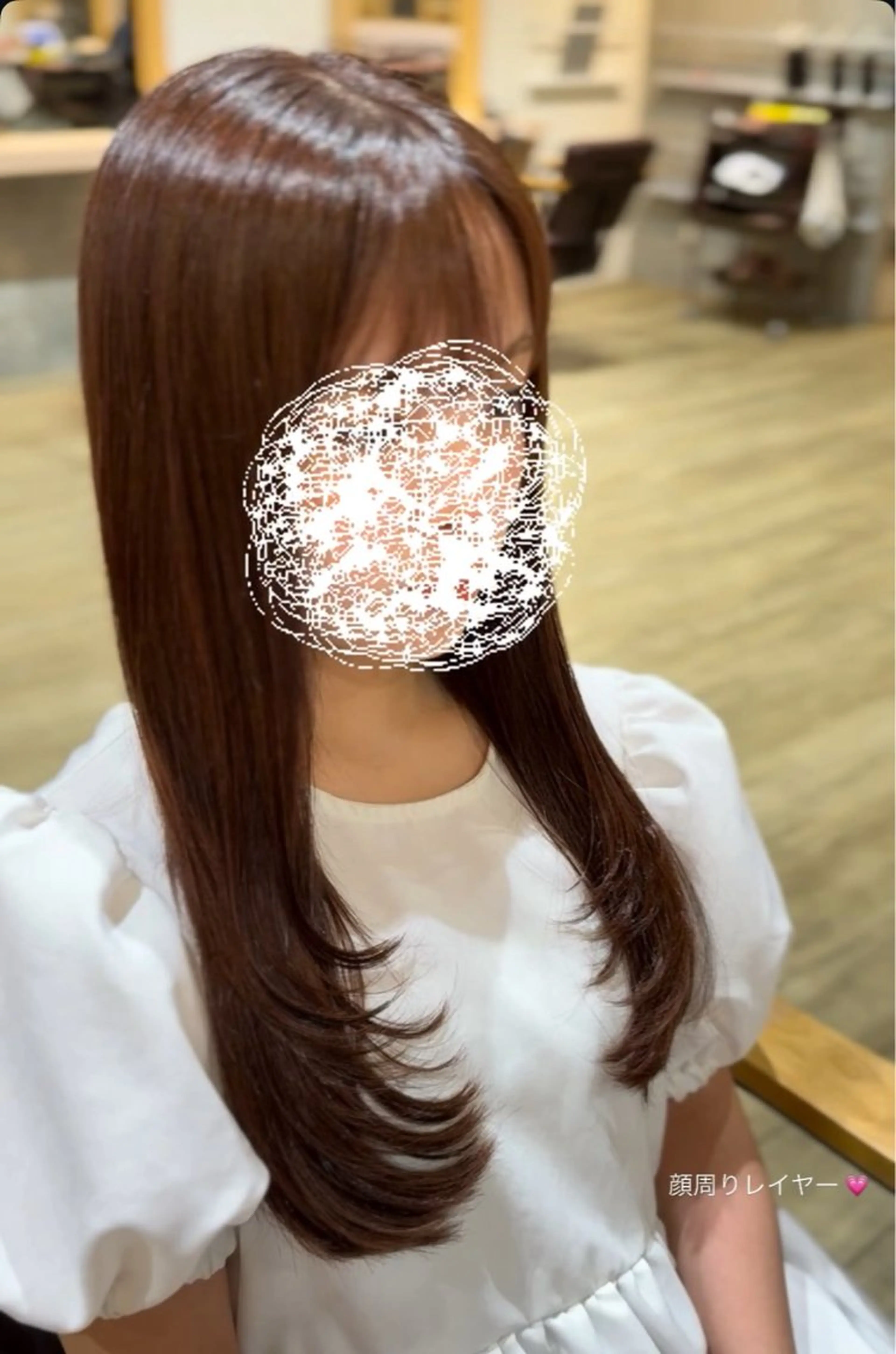 ロング 顔まわりレイヤー 顔周りカット レイヤーカット CIEL 野江店所属・暖色/レイヤーカット /シマダアミのヘアスタイル