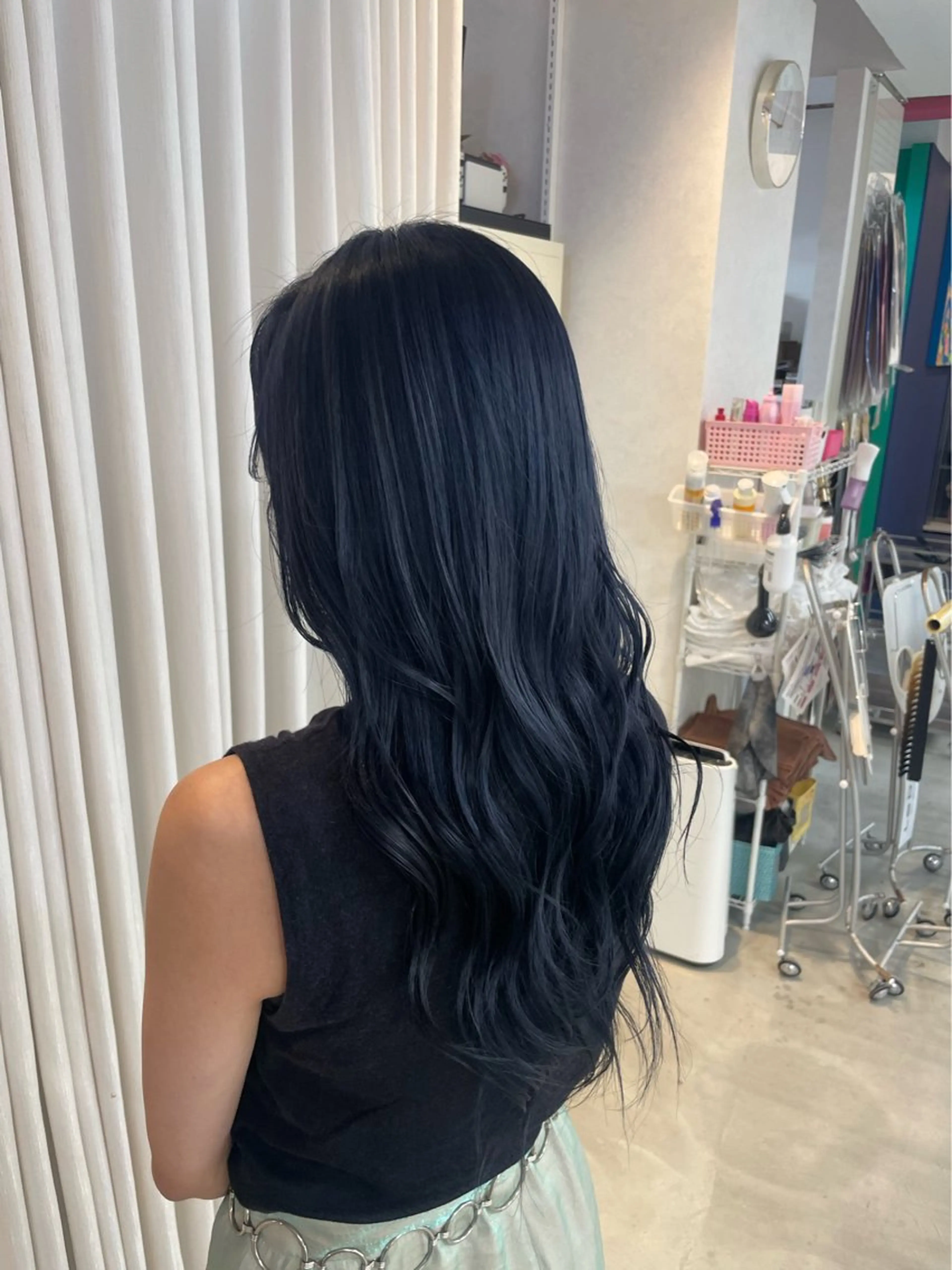 セミロング カラー ネイビーカラー ヘアカラー 安井まゆ _Box mico.のヘアスタイル