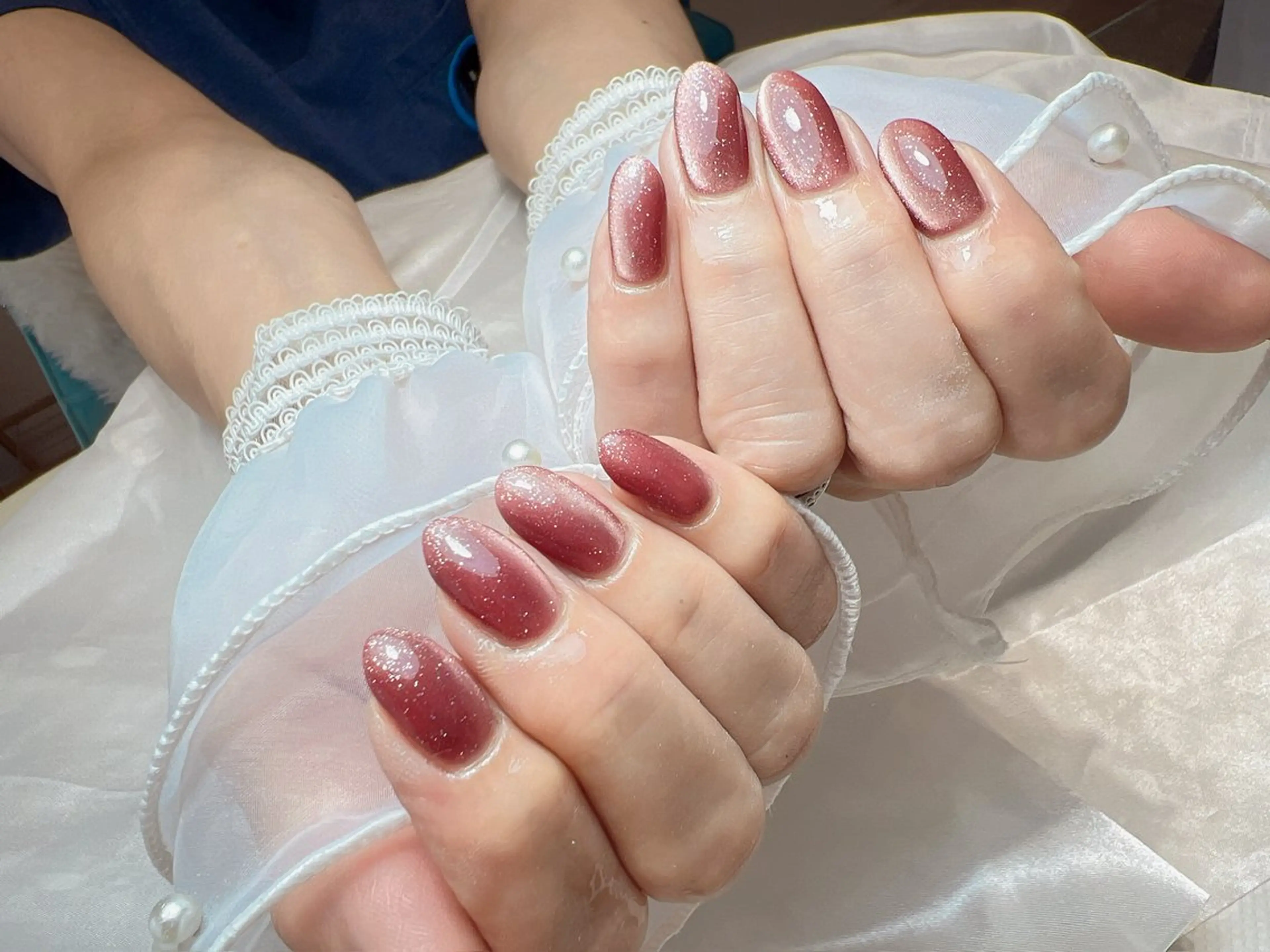 ネイル マグネットネイル ワンカラーネイル ピンク ハンドネイル bijou nails所属・bijou nails　蓮のネイルデザイン