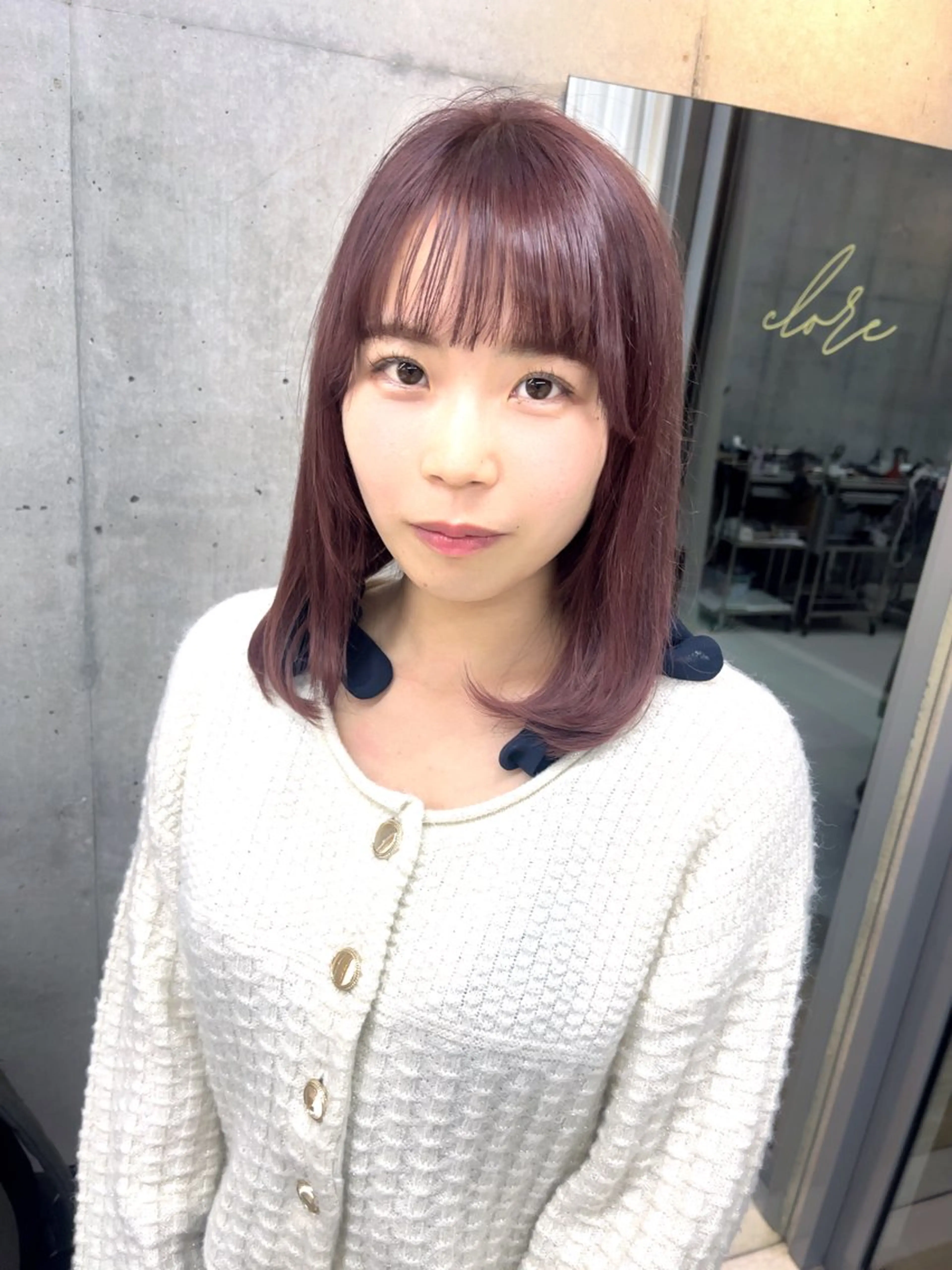 ミディアム ピンクブラウン Clore所属・うる艶ヘア♡韓国好き 透明感　shotaのヘアスタイル