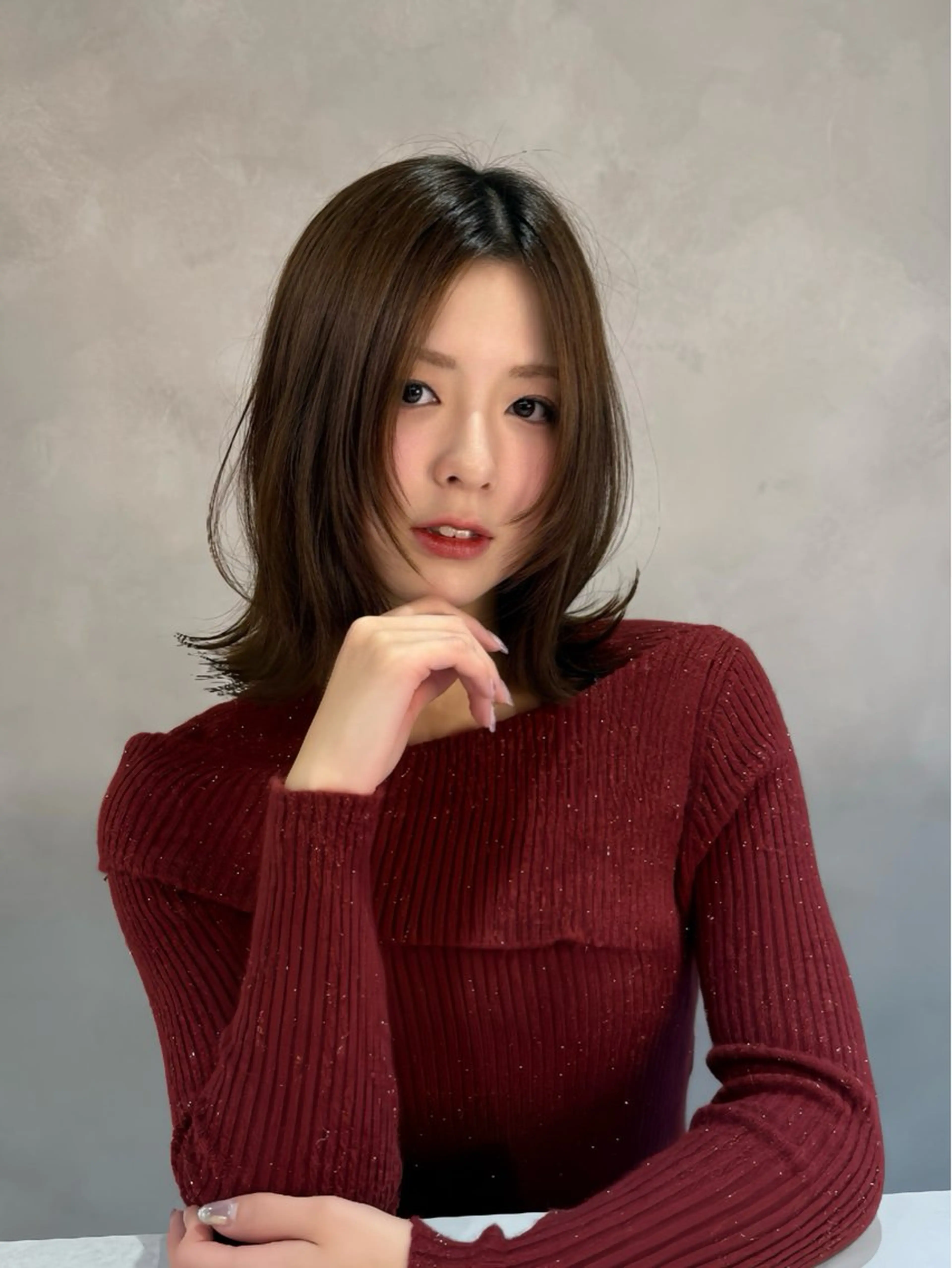 ミディアム 韓国風ヘア レイヤーカット 似合わせカット カット 森貝 洋亮のヘアスタイル