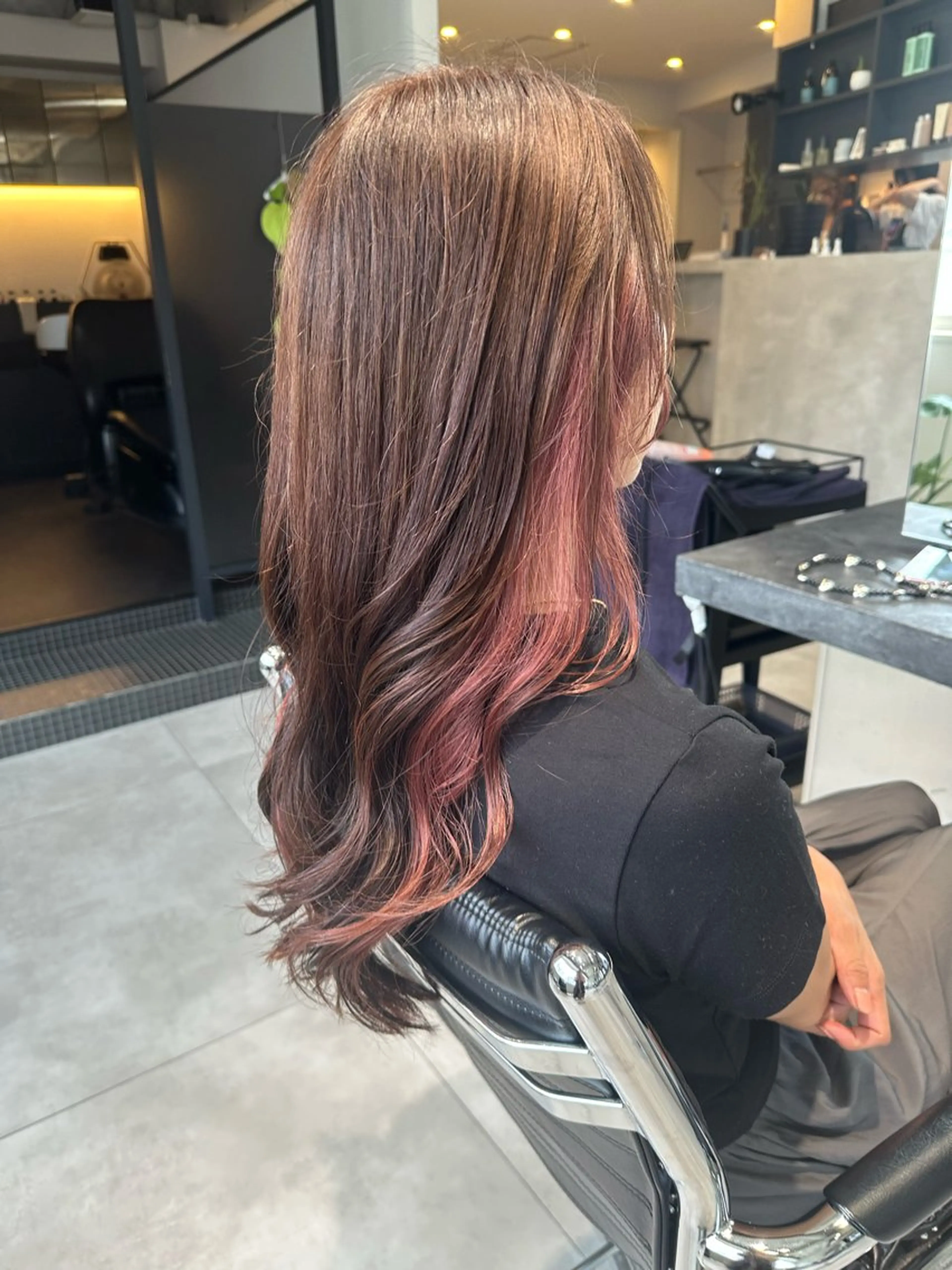 ロング カラー インナーカラー ピンクカラー ヘアカラー 山下恋佳/矢場町/ ブリーチ/ショートのヘアスタイル