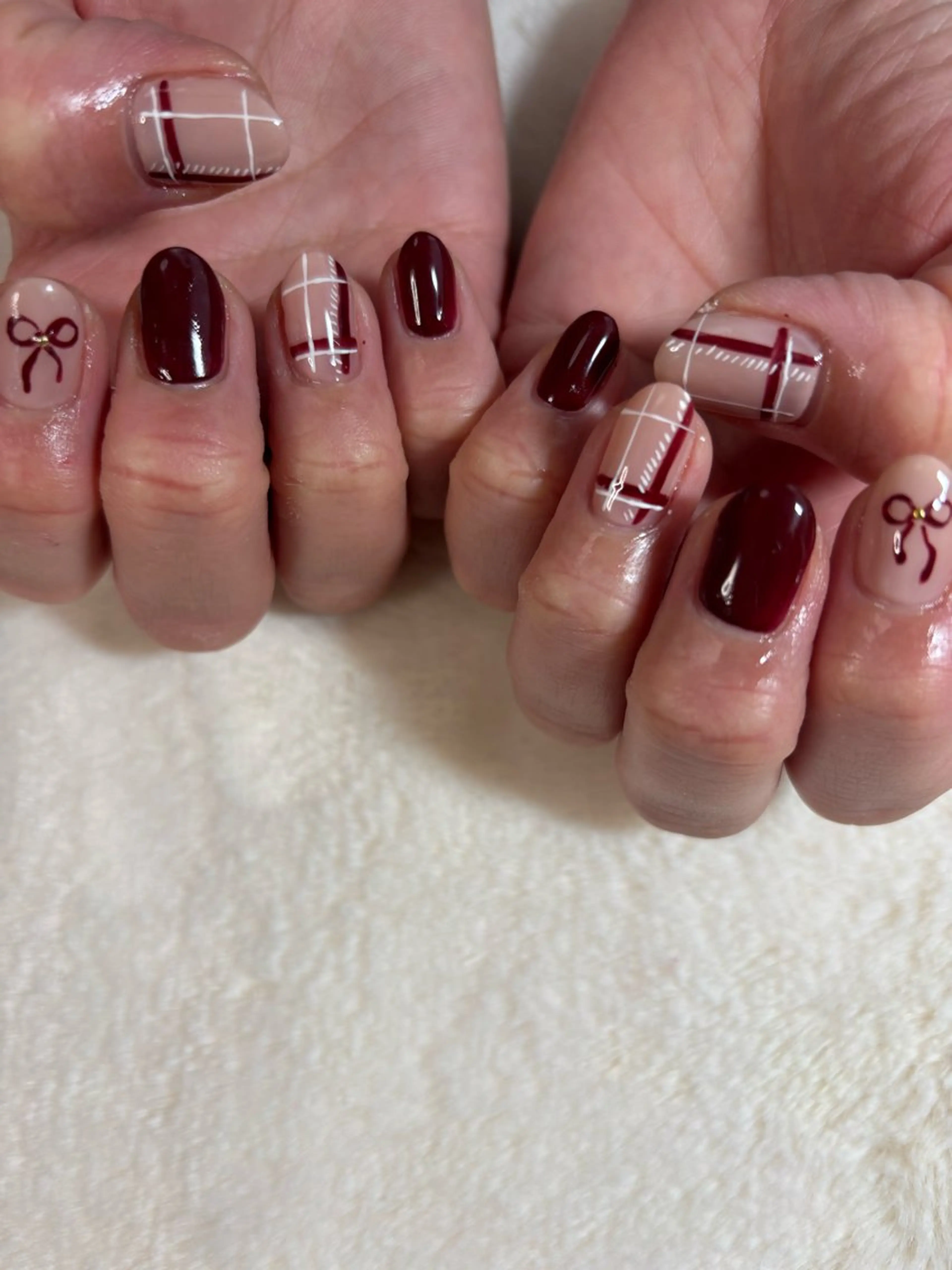 ネイル リボン バレンタイン ハンドネイル 北川 恭子のネイルデザイン