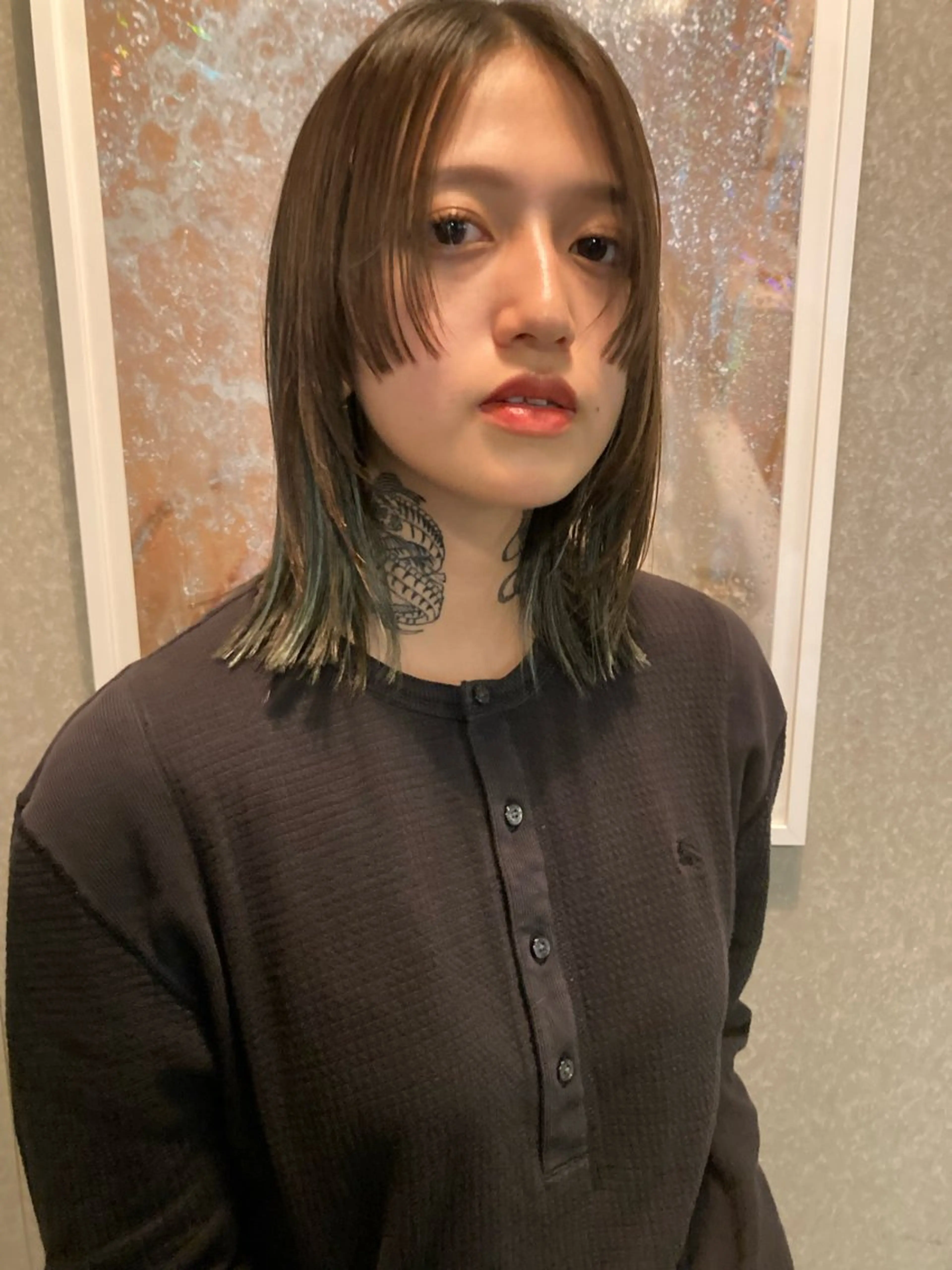 ミディアム 顔周りカット 🧚🏼ボブパーマ 歩美のヘアスタイル