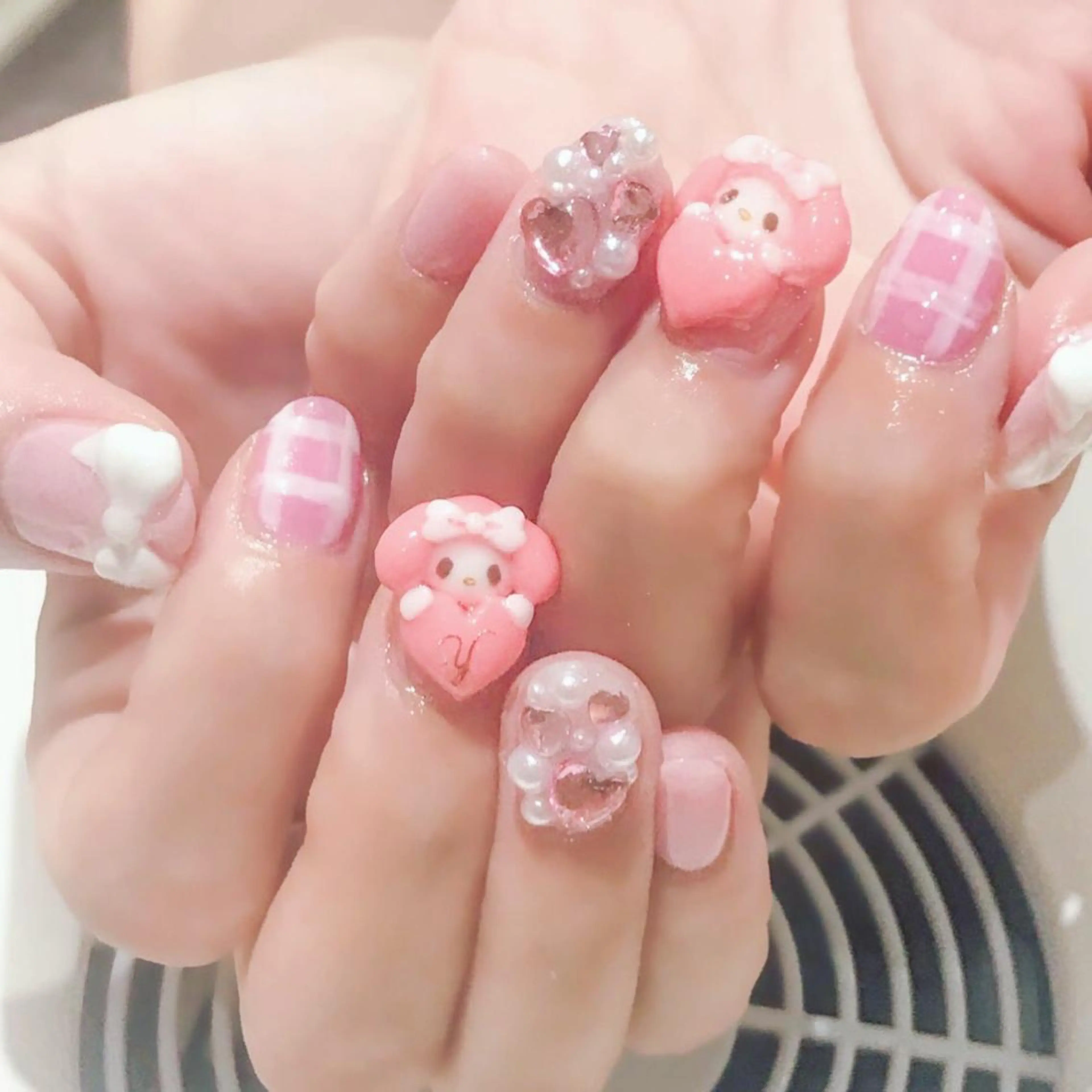ネイル アートネイル フレンチネイル ジェルネイル ピンク リボン Nyanco Nailのネイルデザイン