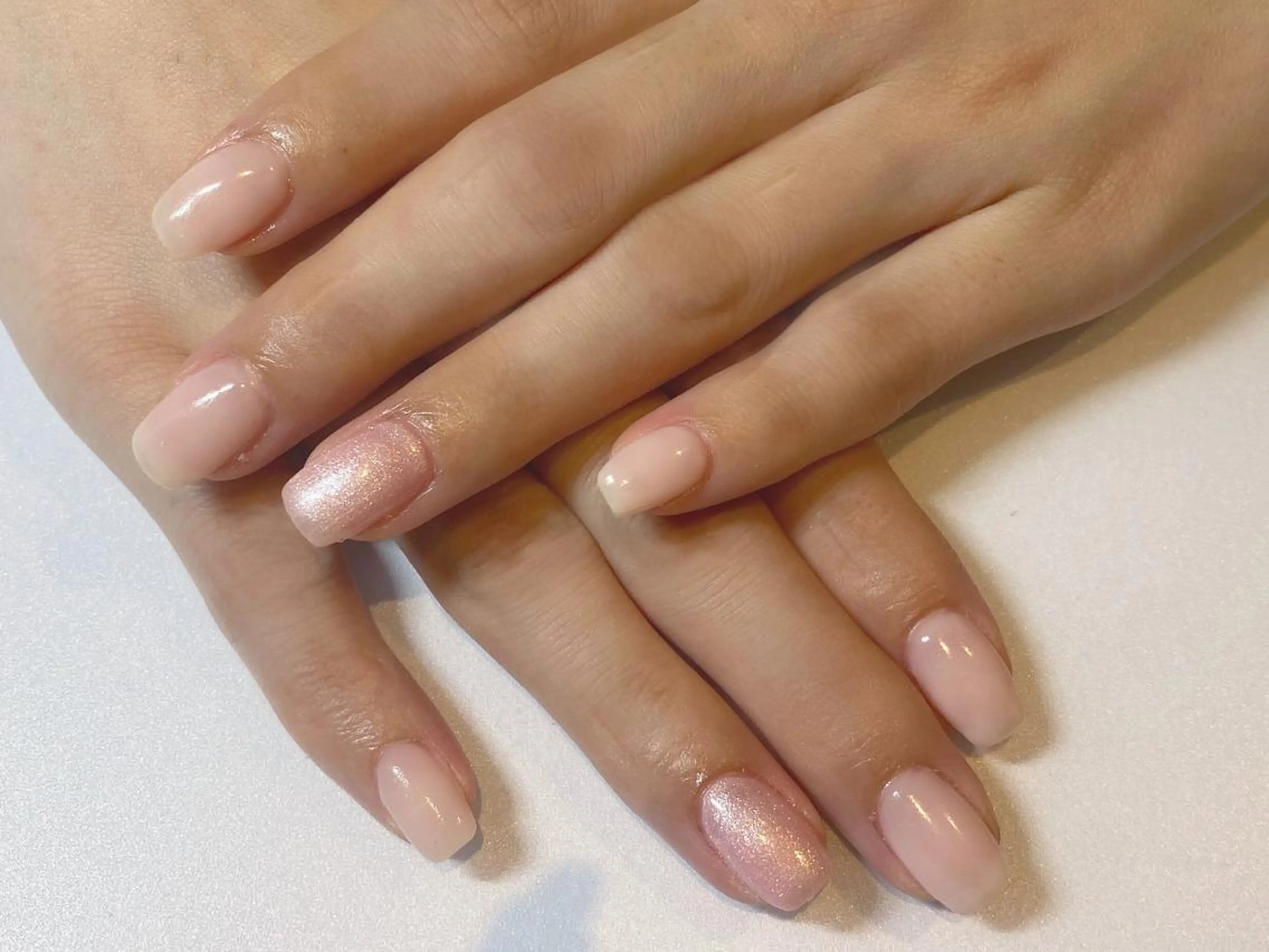 ネイル ラメ(グリッター) ワンカラーネイル ピンク 清川 椿咲のネイルデザイン