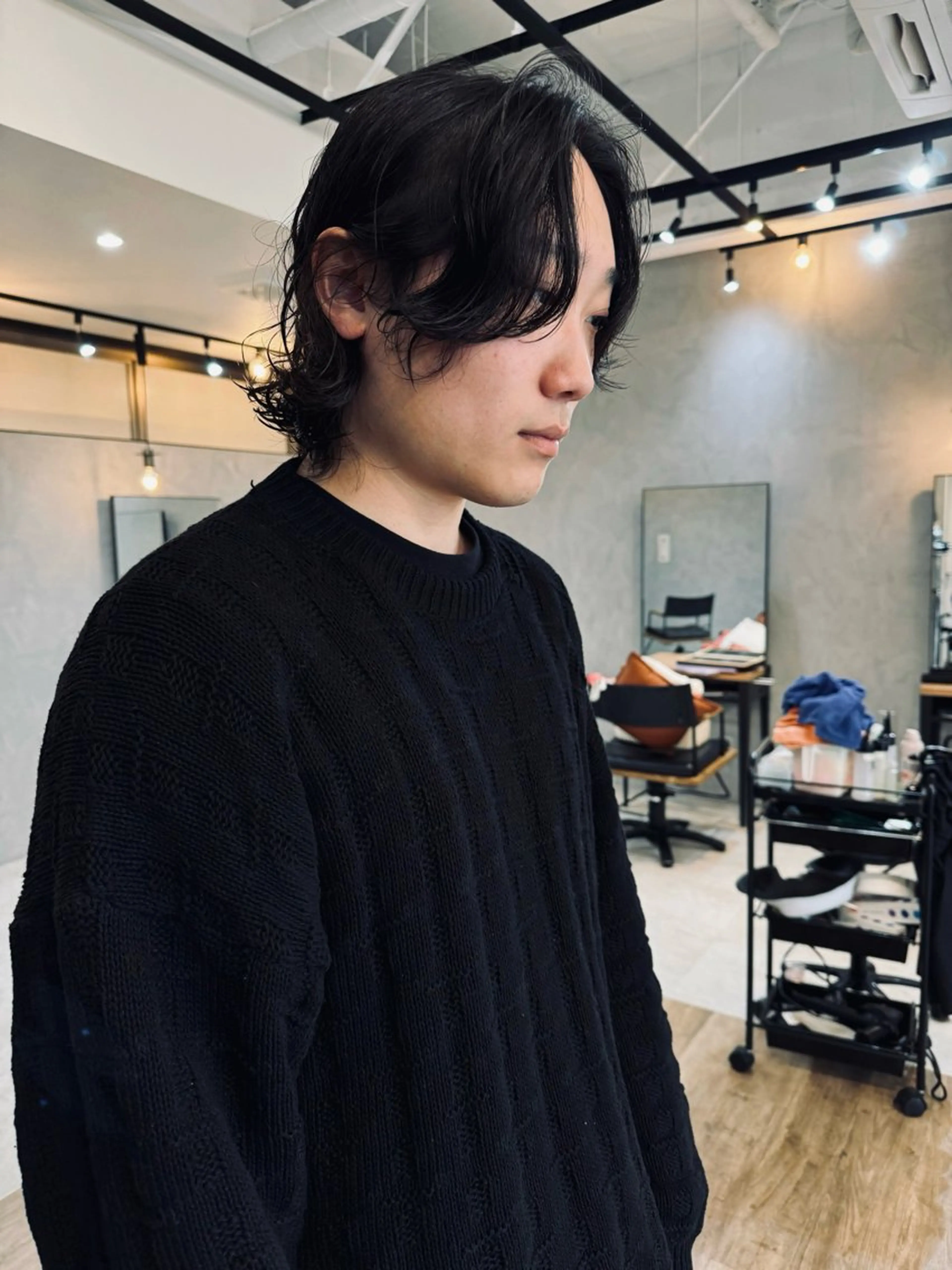 ミディアム パーマ メンズ Basis 田口豪司のヘアスタイル