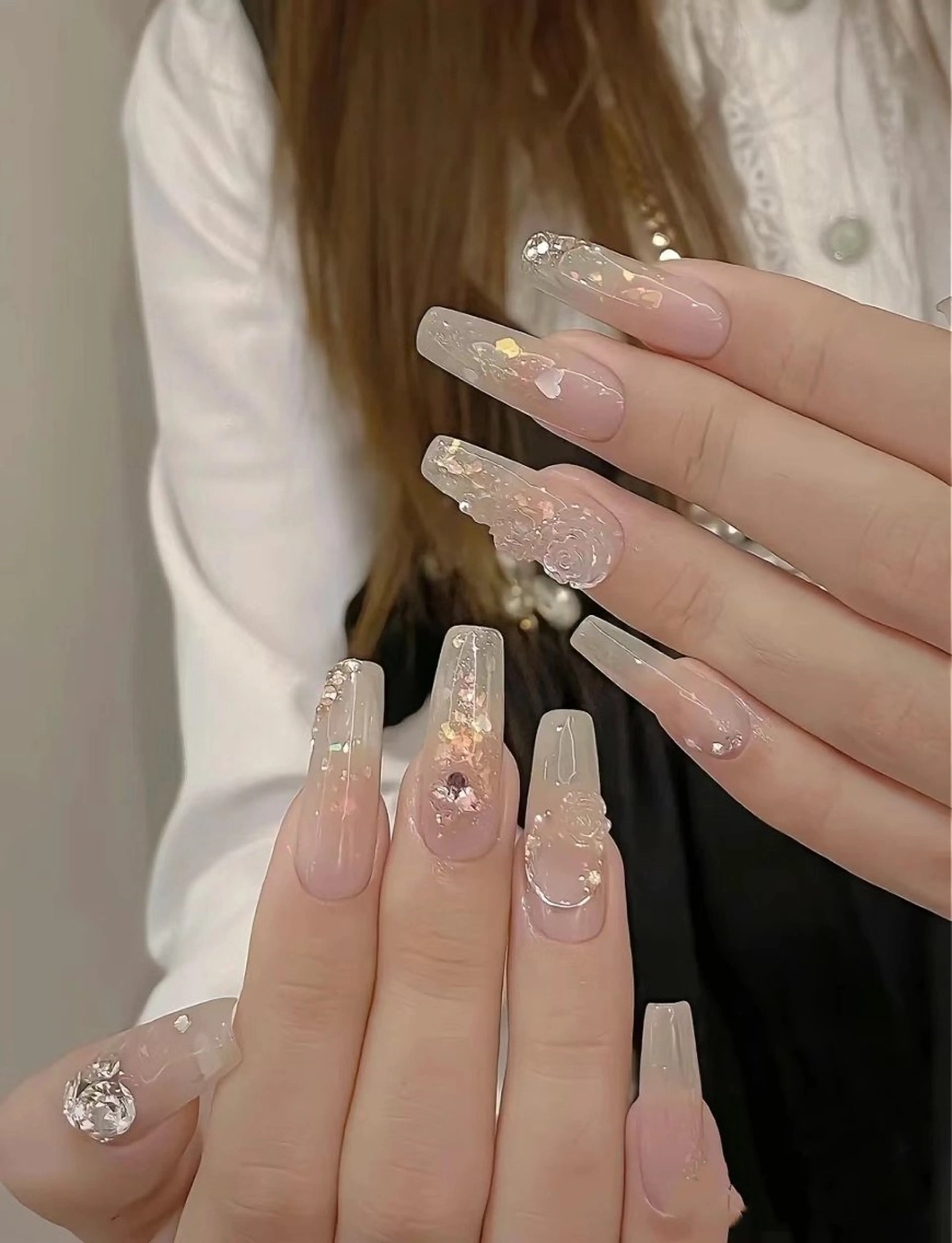 JRネイリスト チップ長さだしチークネイル　オフなしの写真