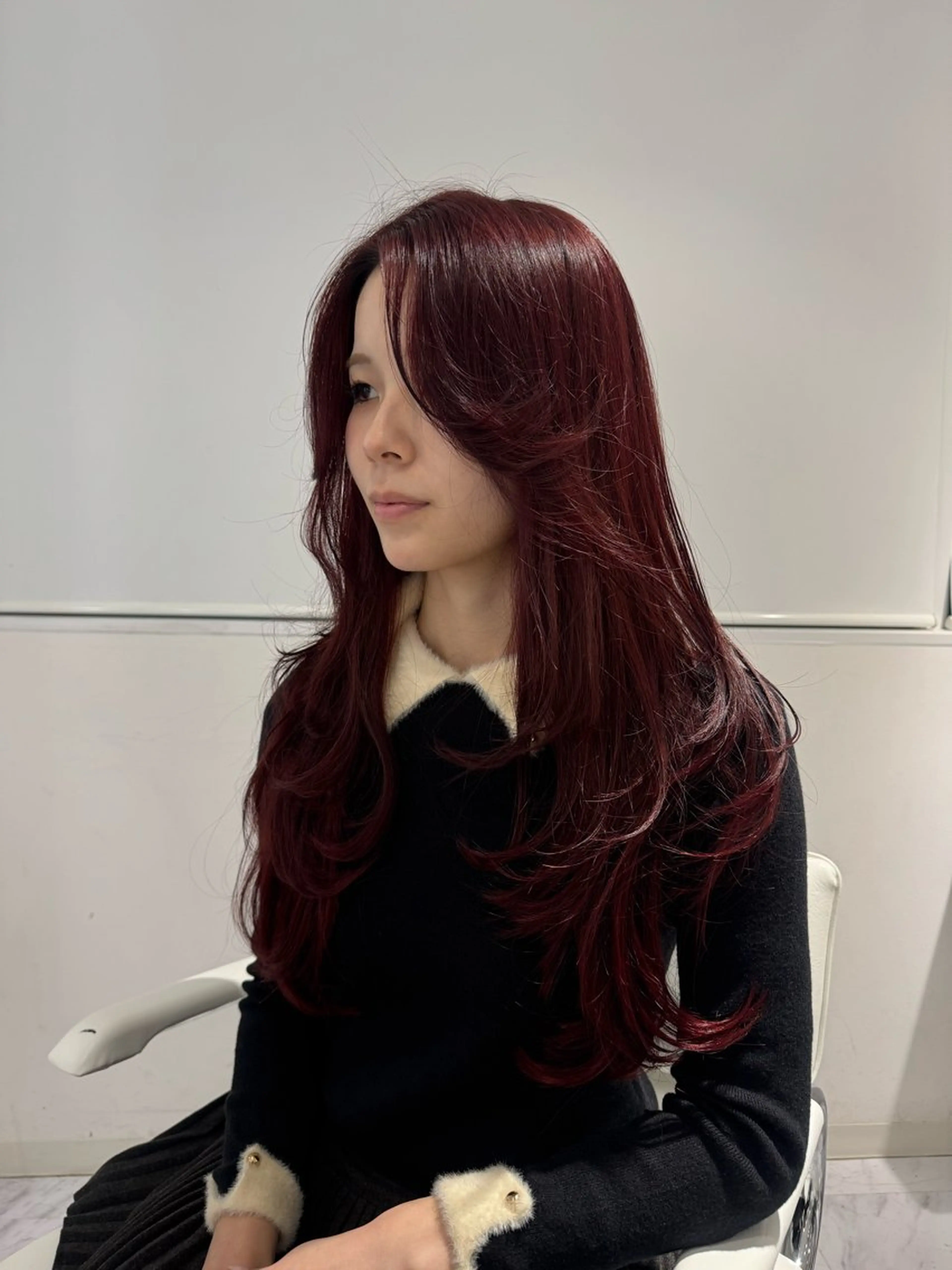 ロング カラー レッドカラー ヘアカラー rina/無料 レイヤーカット/上野のヘアスタイル