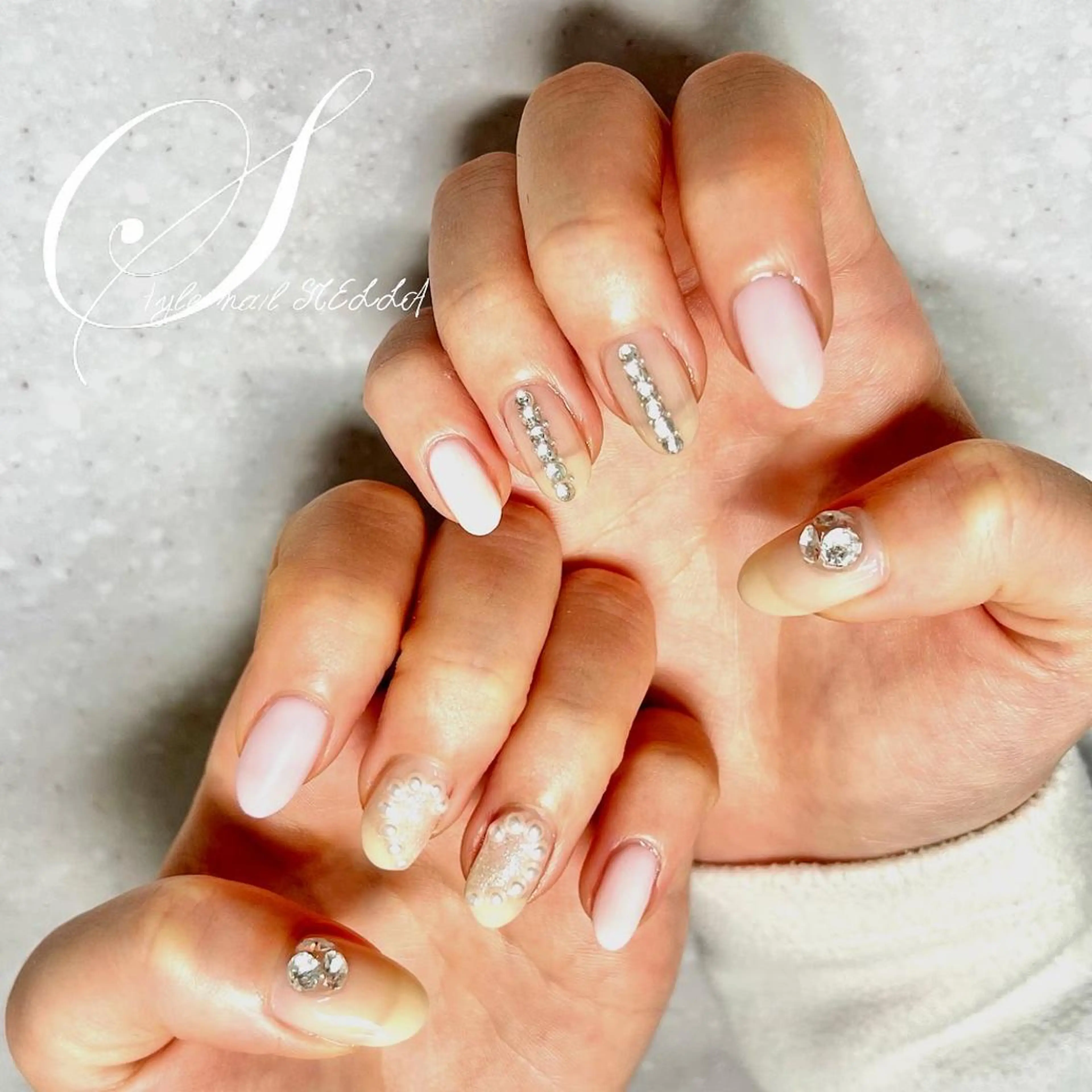 ネイル ハート キラキラネイル ステラ marikominoのネイルデザイン