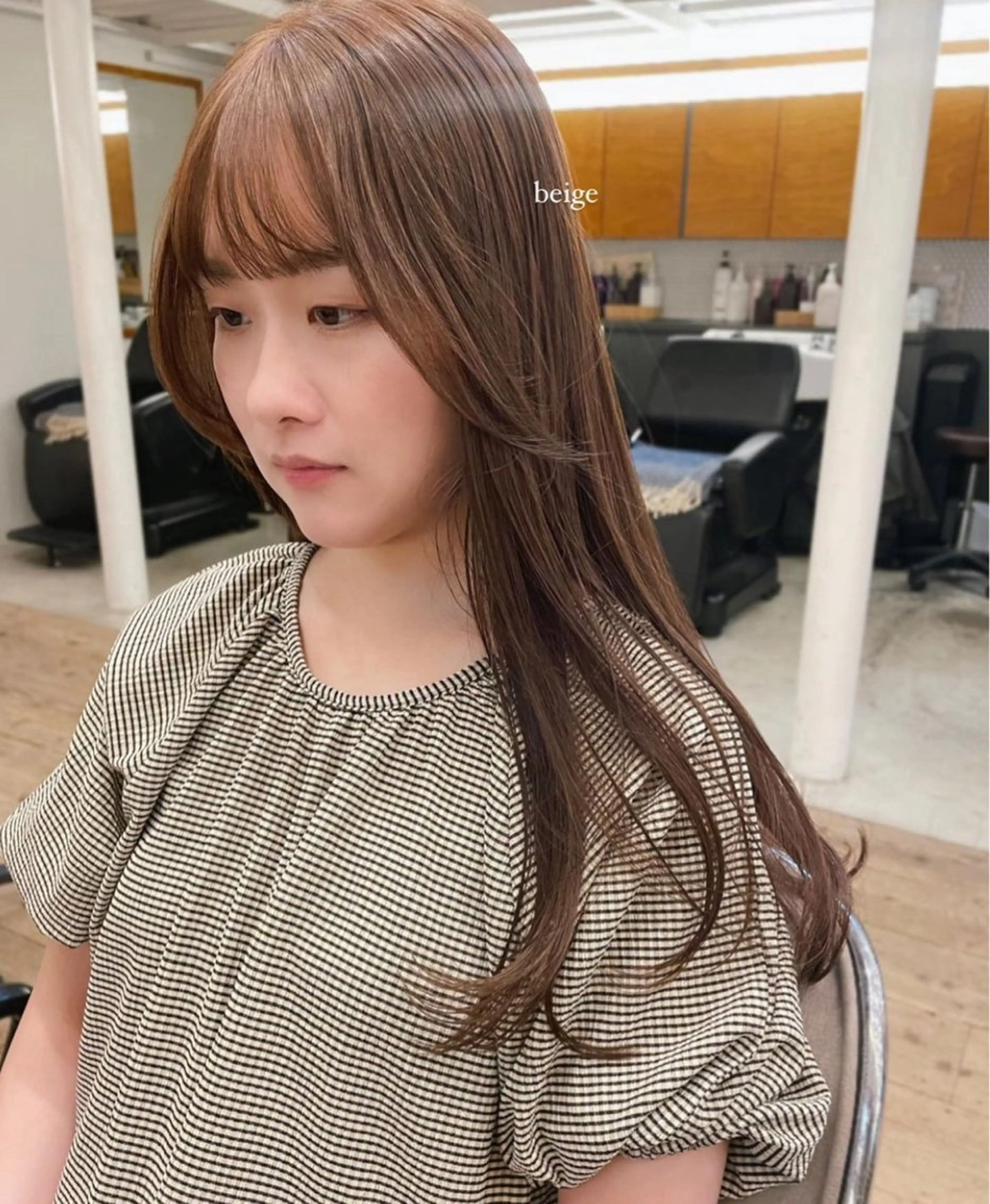 ミディアム カラー ベージュカラー ブリーチ ダブルカラー グレージュ ハイトーンカラー tete nico所属・似合わせ/ヘアカラー nanami🌸のヘアスタイル