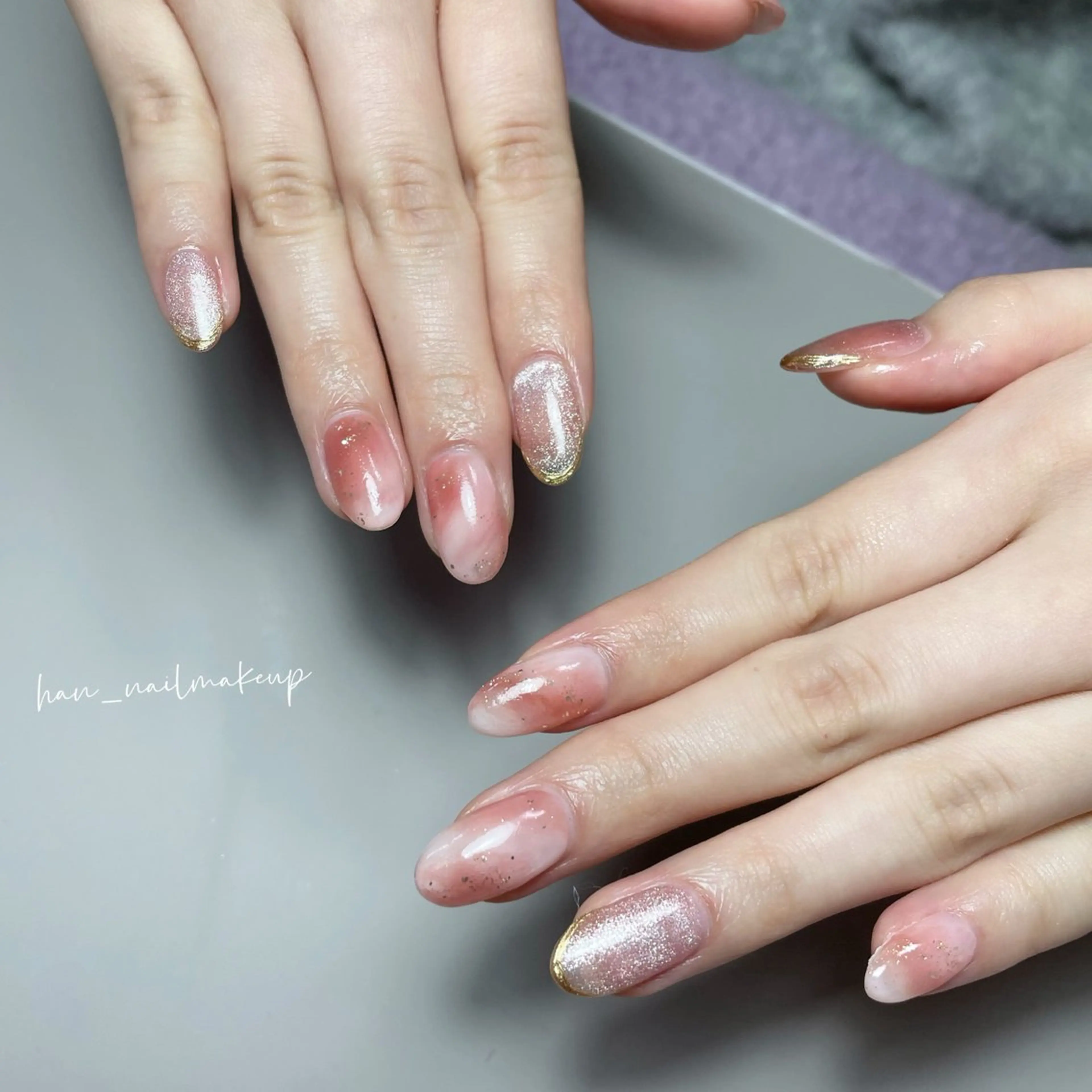 ネイル 大理石ネイル(マーブル) ミラーネイル ハンドネイル Han Nail 【y&m】のネイルデザイン