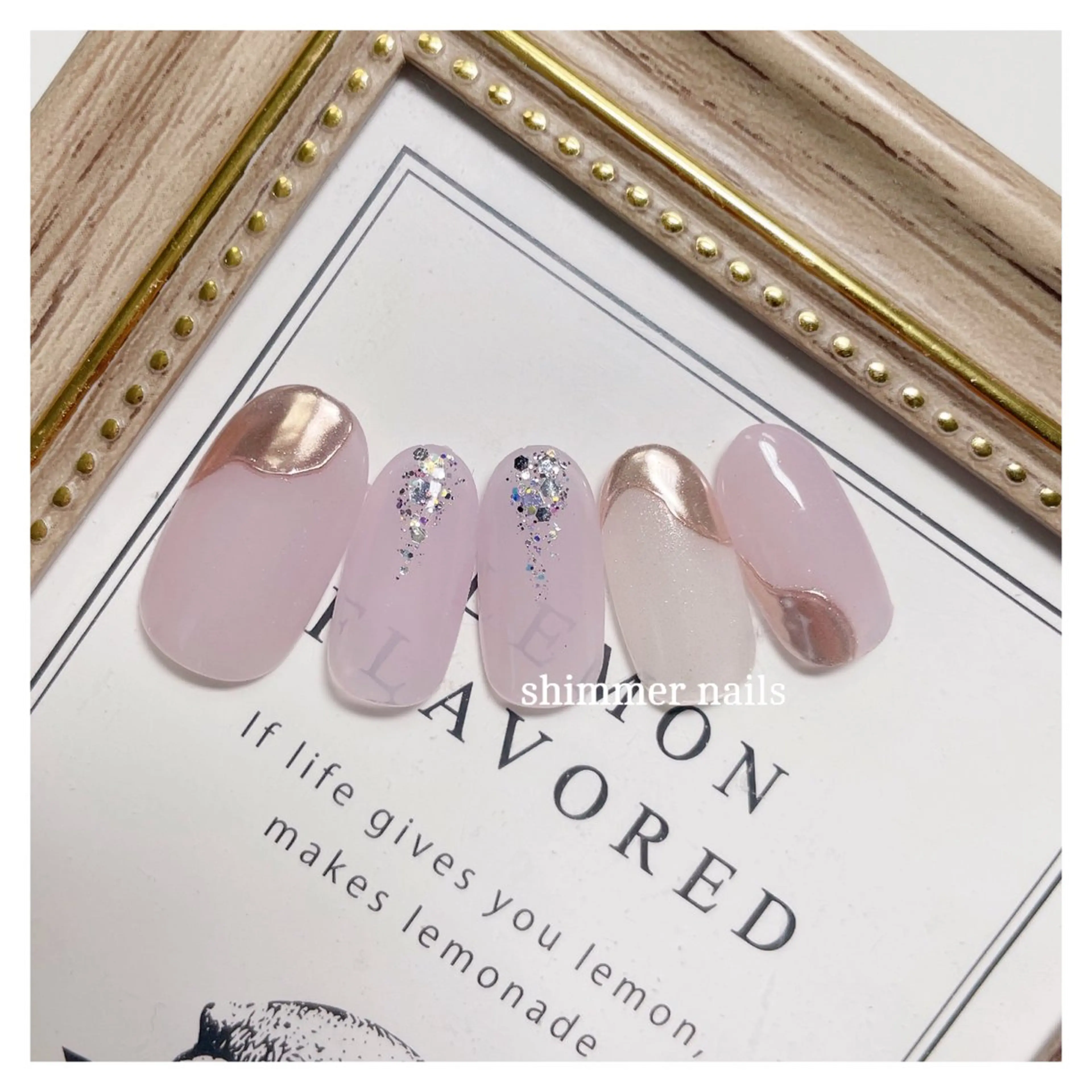 ネイル アートネイル ミラーネイル 春ネイル shimmer nailsのネイルデザイン