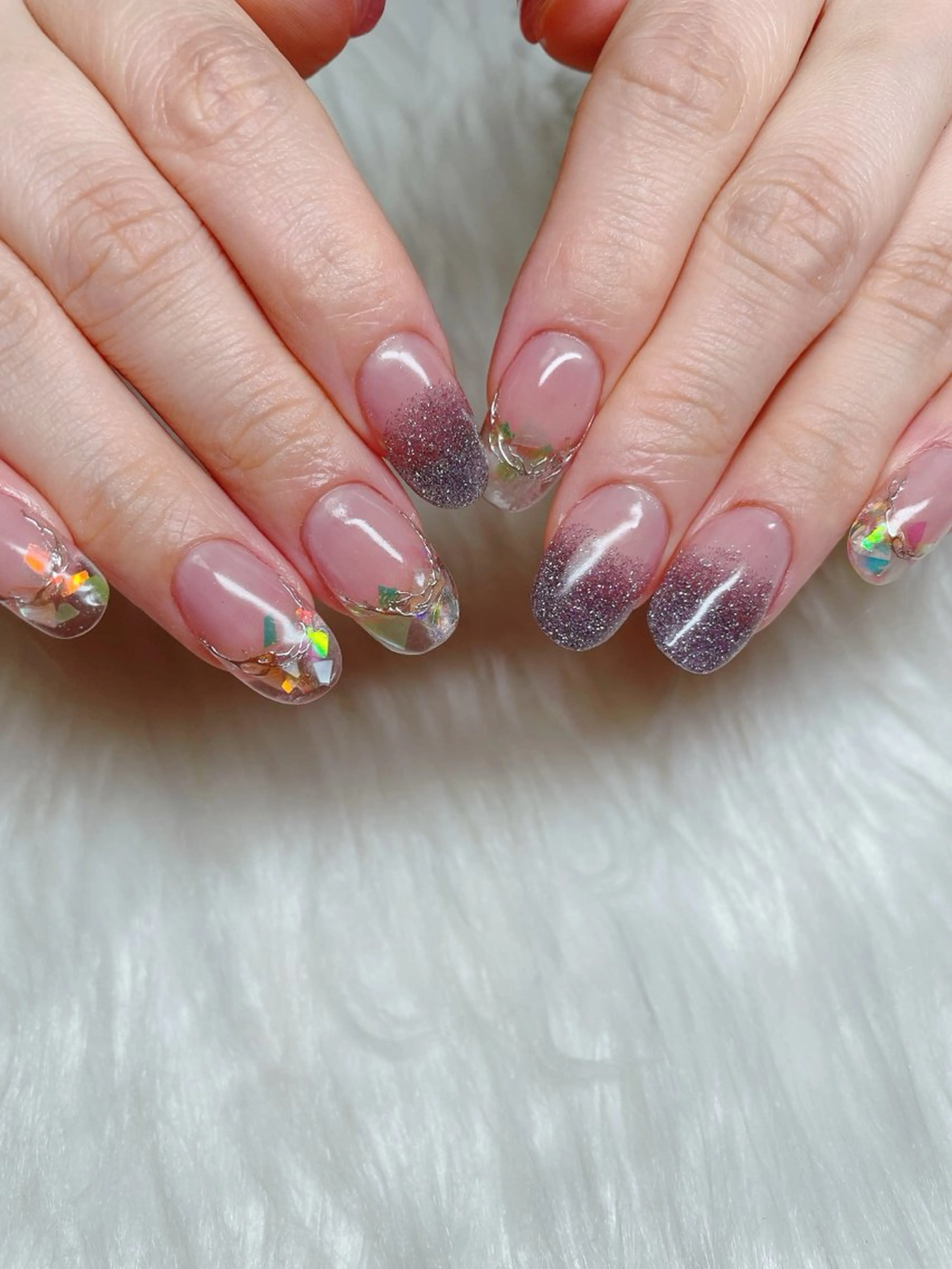 ネイル フラッシュネイル ラメ(グリッター) ラメグラデーション ハンドネイル Beauty salon 100＋大鳥居店所属・100＋大鳥居店 MIKAのネイルデザイン