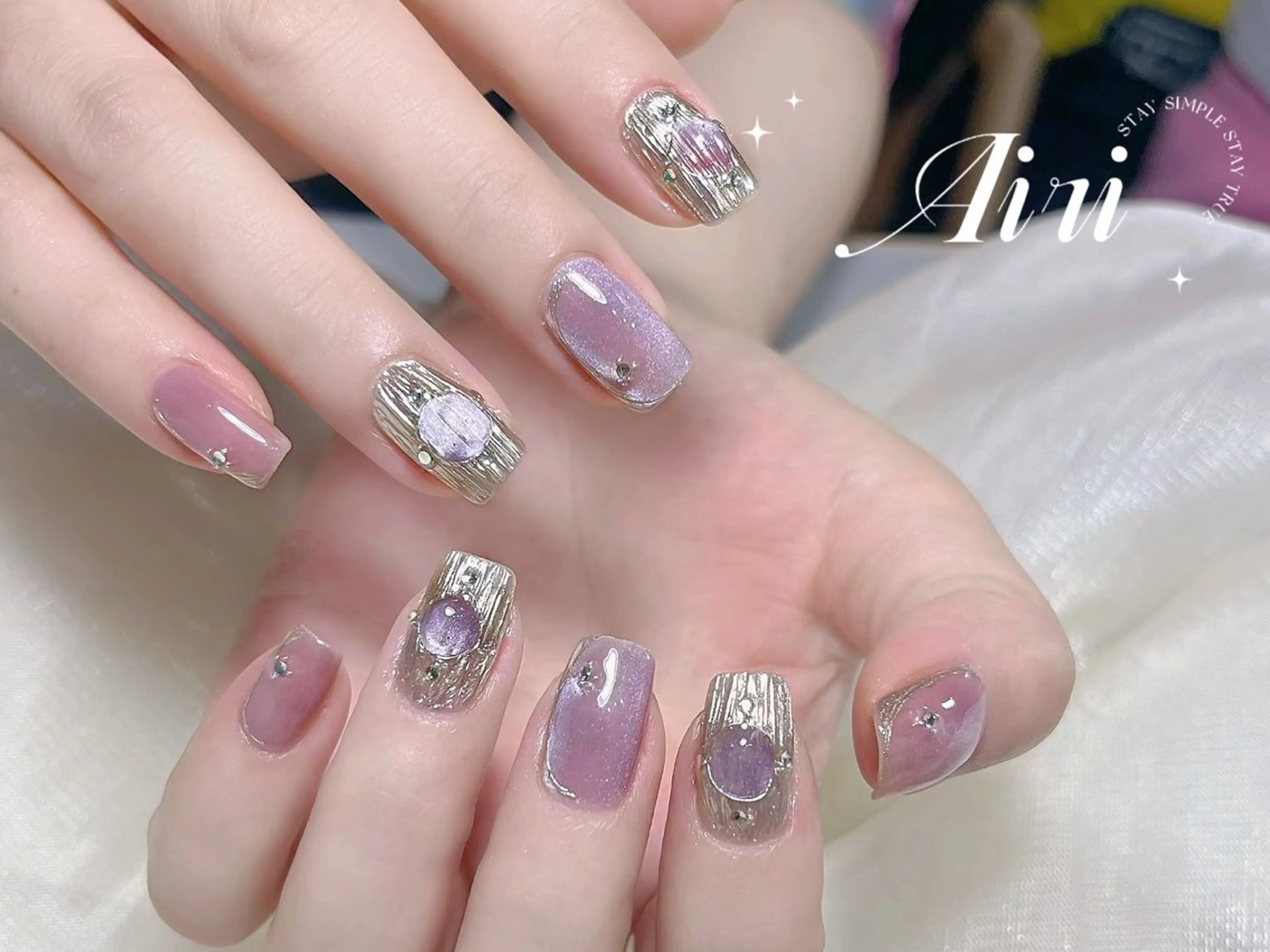 ネイル 桜ネイル フットネイル ジェルネイル 韓国ネイル ラメ(グリッター) ハンドネイル ネイルサロンAiri 長さ出し·シンプルのネイルデザイン