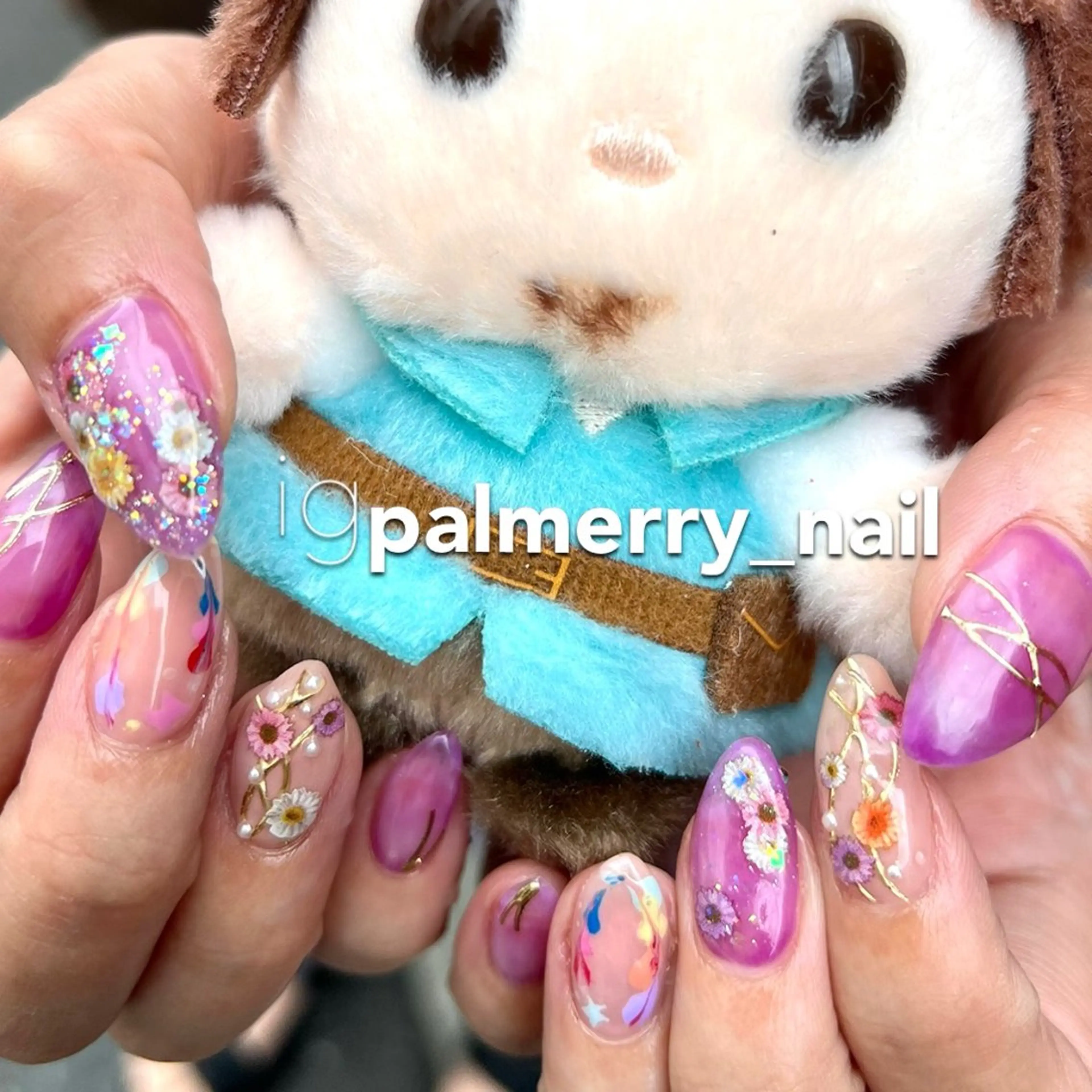 ネイル フラワーネイル パープル ハンドネイル palmerry nail所属・住吉 美香のネイルデザイン