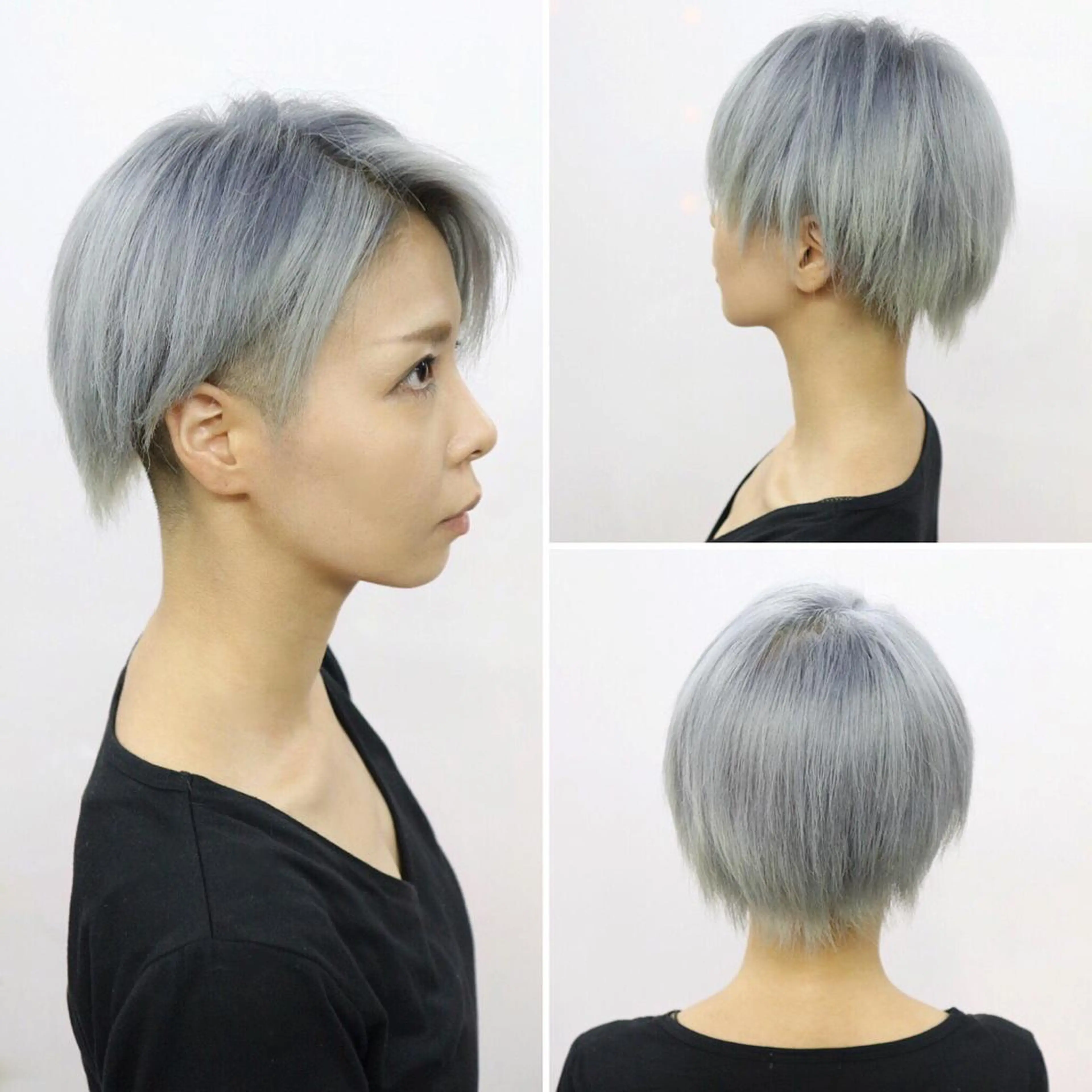 ショート カラー ブリーチ シルバー カット ヘアカラー 今泉 周のヘアスタイル