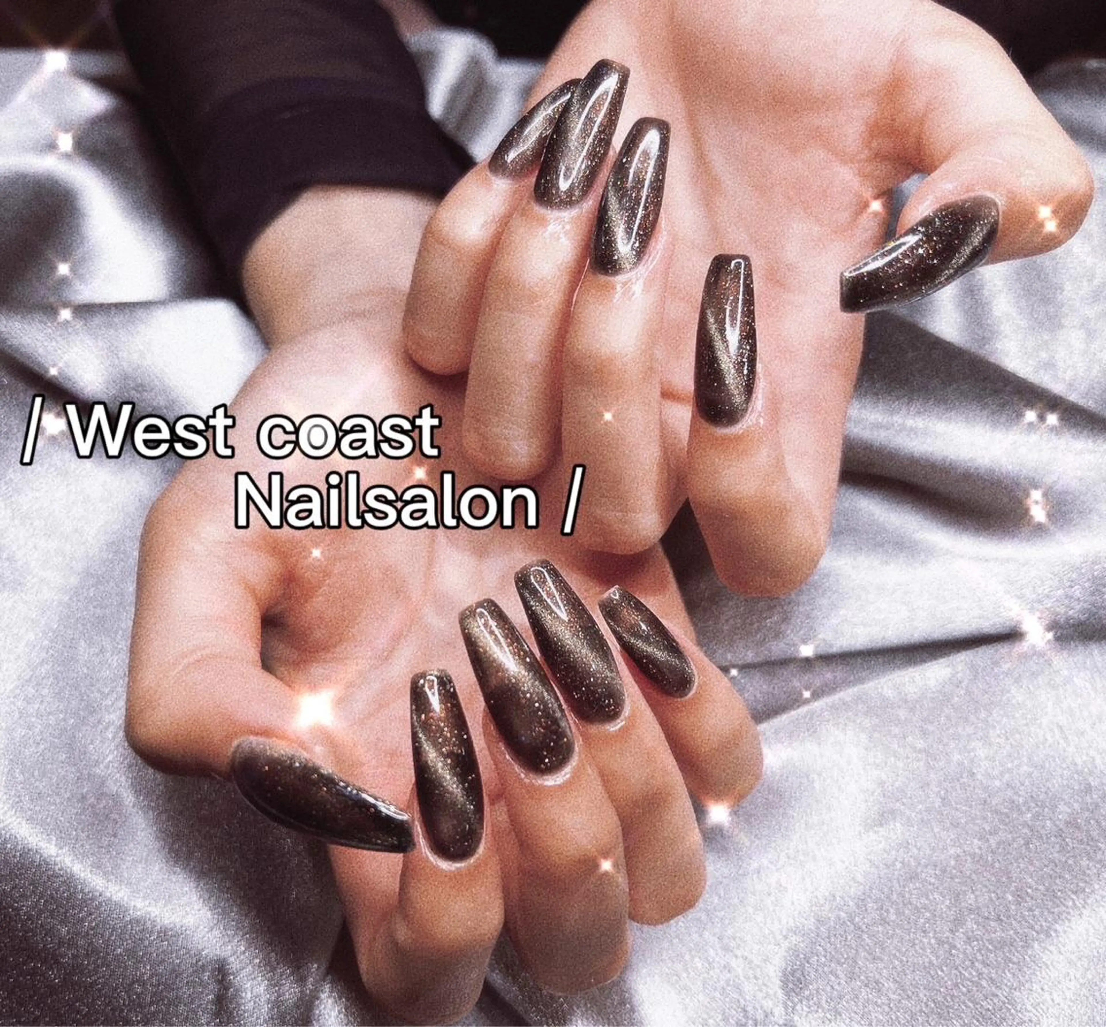 ネイル ジェルネイル キラキラネイル 韓国ネイル ラメ(グリッター) マグネットネイル リボン、ガーリー パーツ放題専門店のネイルデザイン