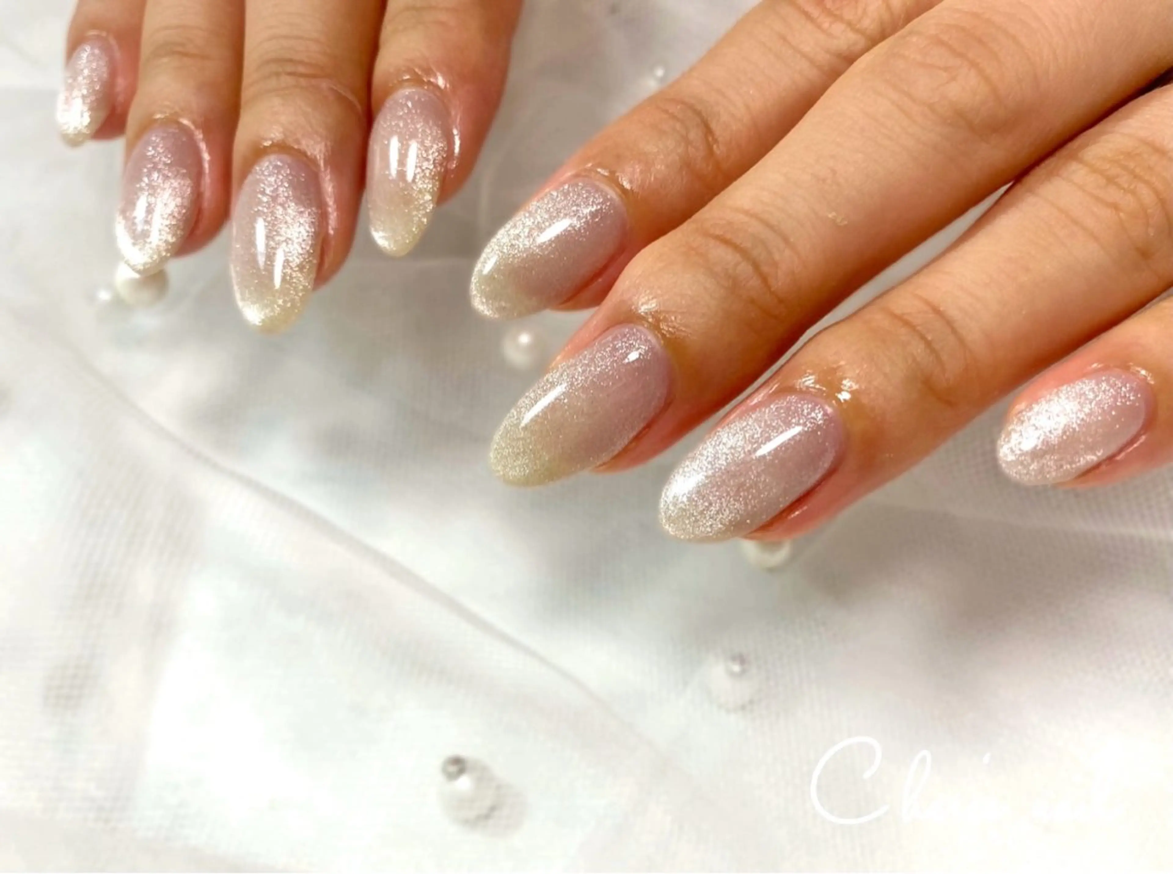 ネイル ジェルネイル キラキラネイル マグネットネイル オフィスネイル ワンカラーネイル ハンドネイル Cherienail yunaのネイルデザイン