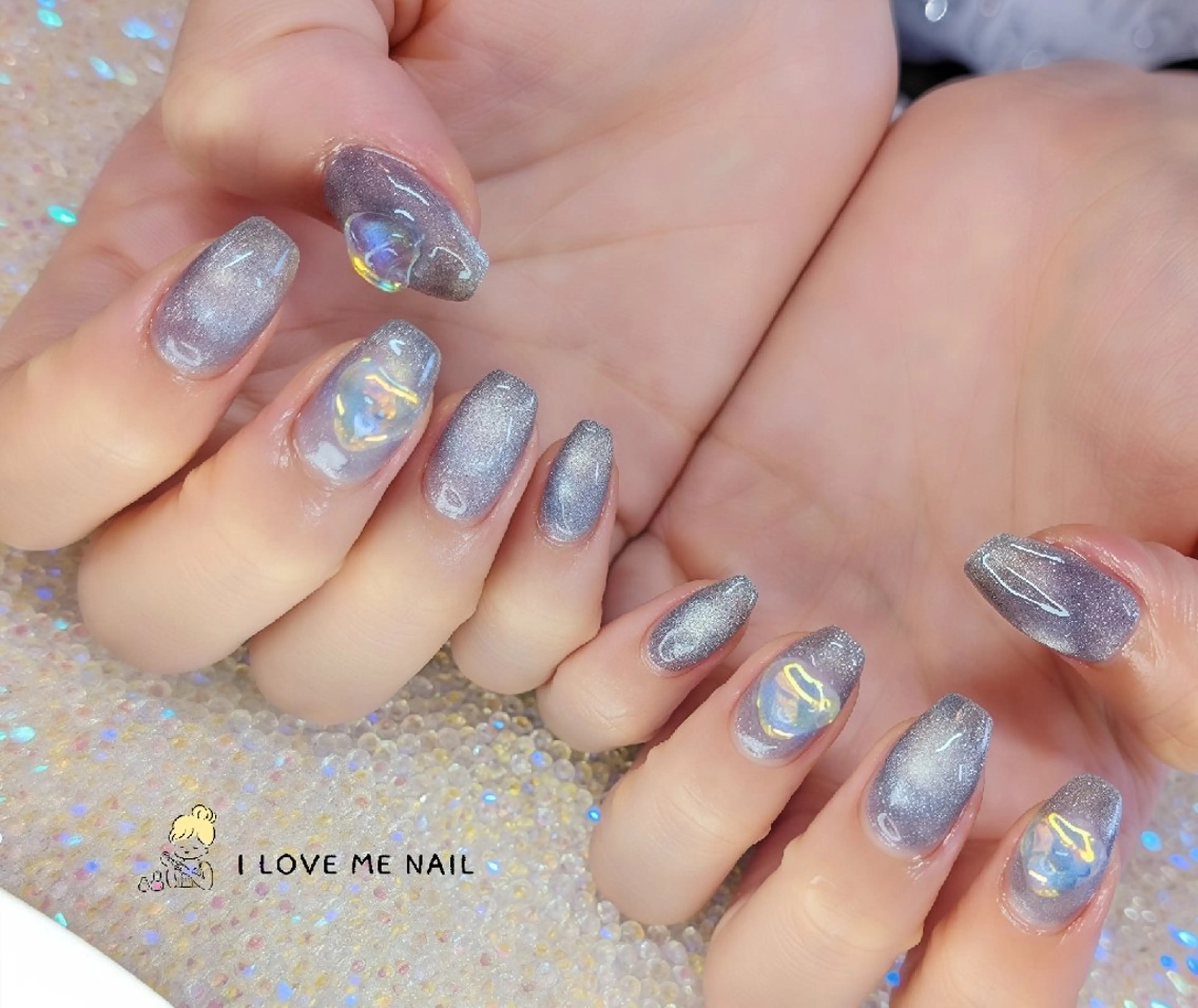 ネイル 長さ出し ハート 韓国ネイル マグネットネイル ニュアンスネイル ハンドネイル I LOVE ME NAIL.。.:*♡のネイルデザイン