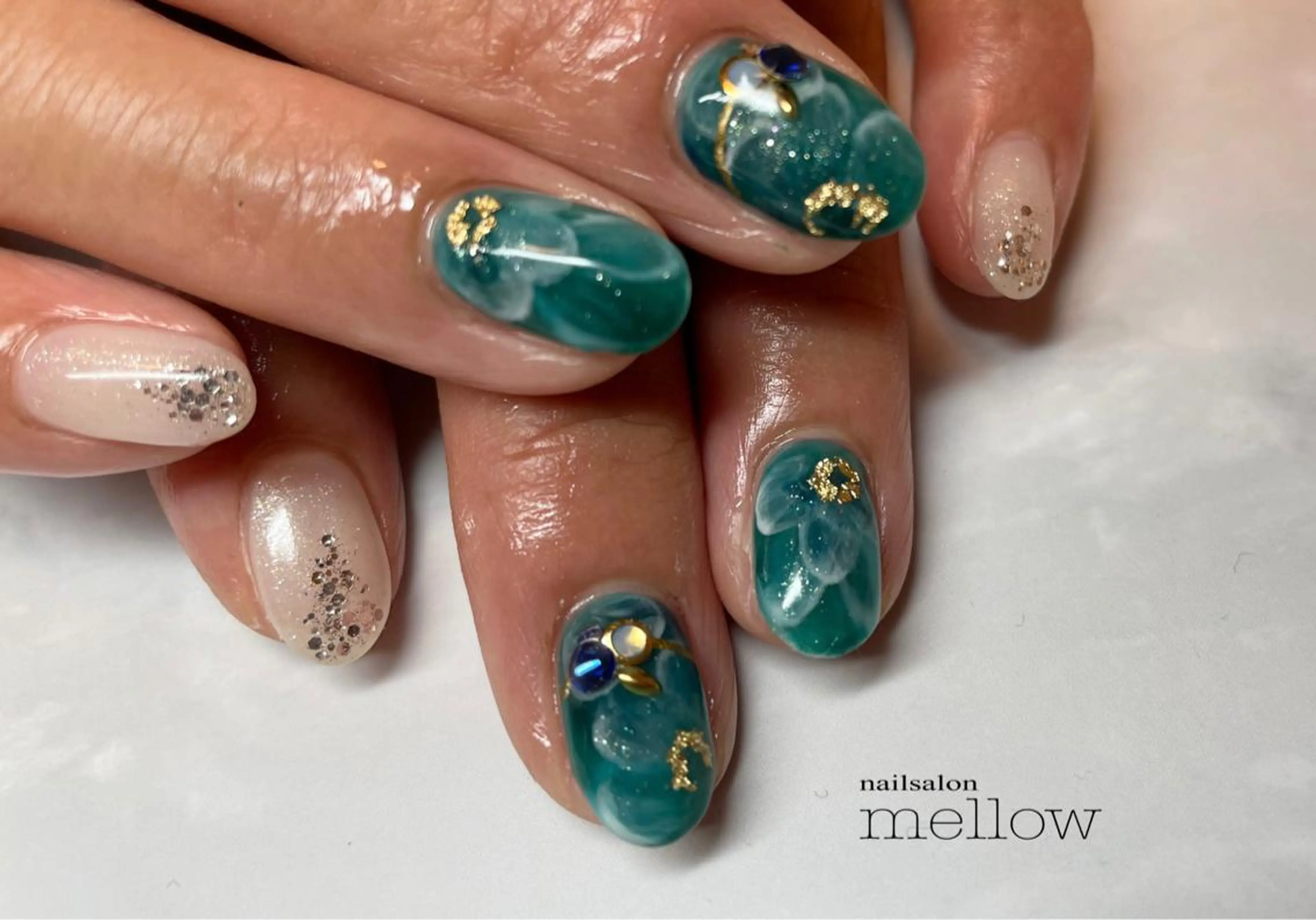 ネイル クリアネイル グリーン 大山 浩美のネイルデザイン