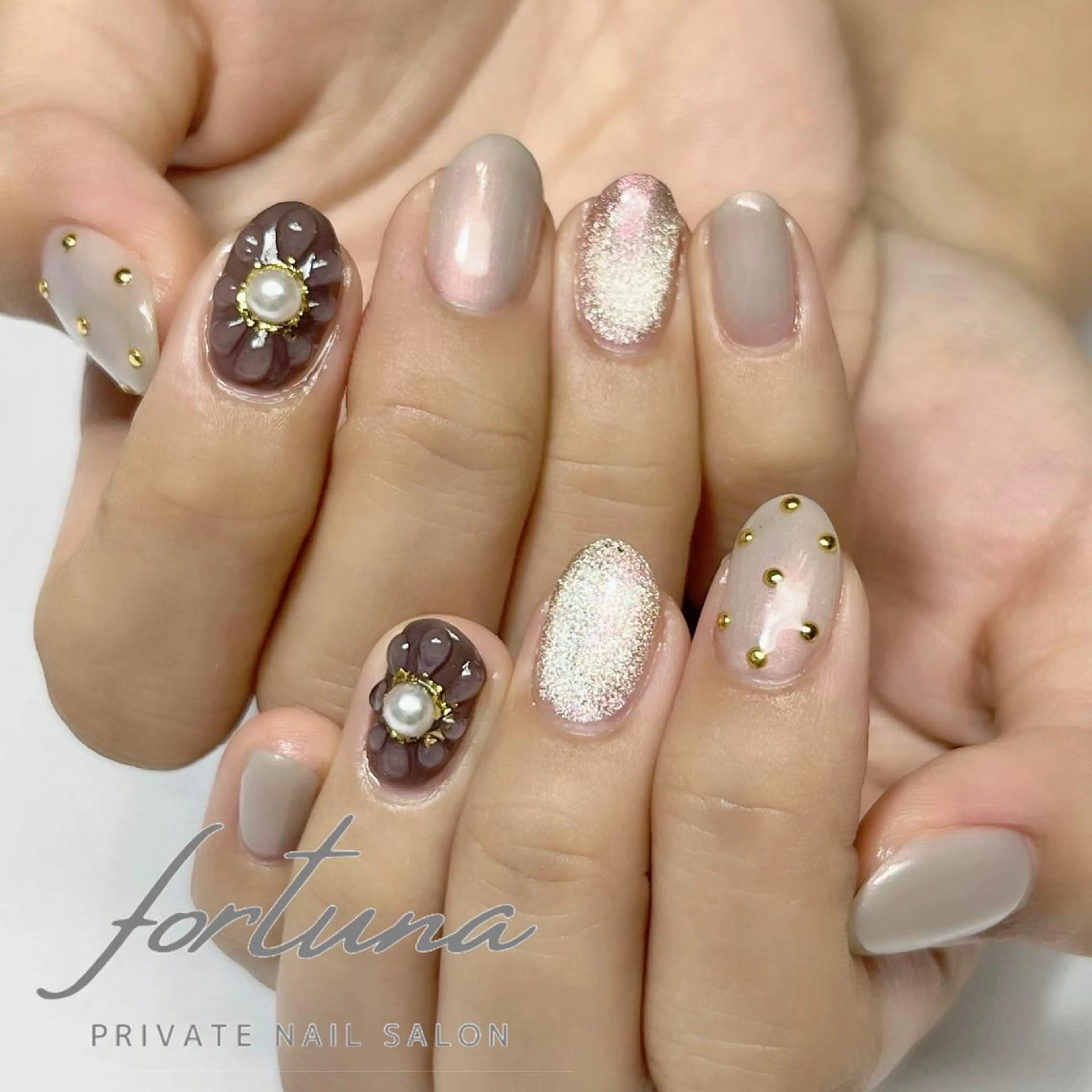ネイル フラワーネイル マグネットネイル ぷっくりネイル ハンドネイル fortuna 武藤裕美のネイルデザイン