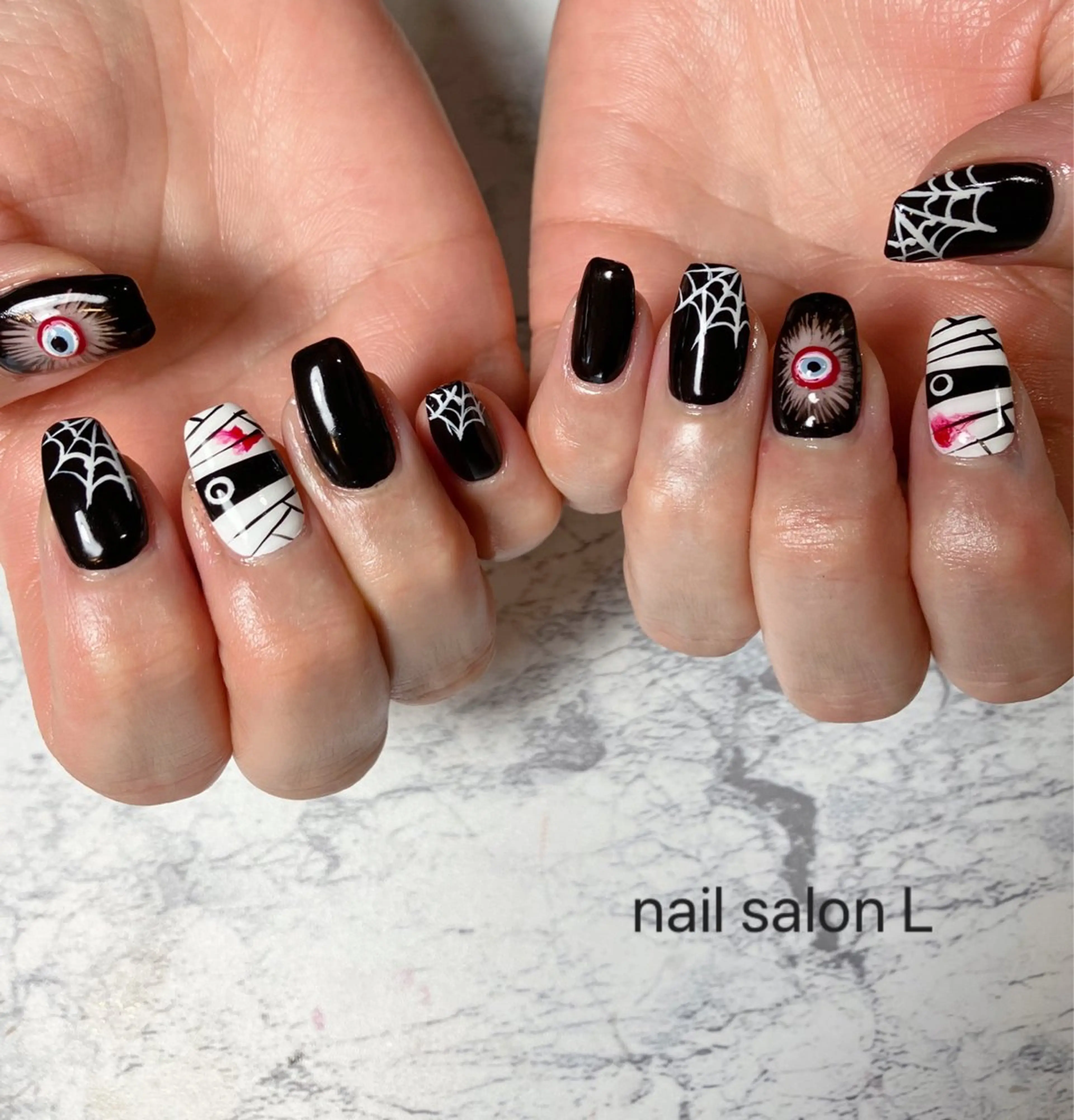 ネイル ハロウィン 持ち込み ハンドネイル 吉川市 ネイルサロンLのネイルデザイン