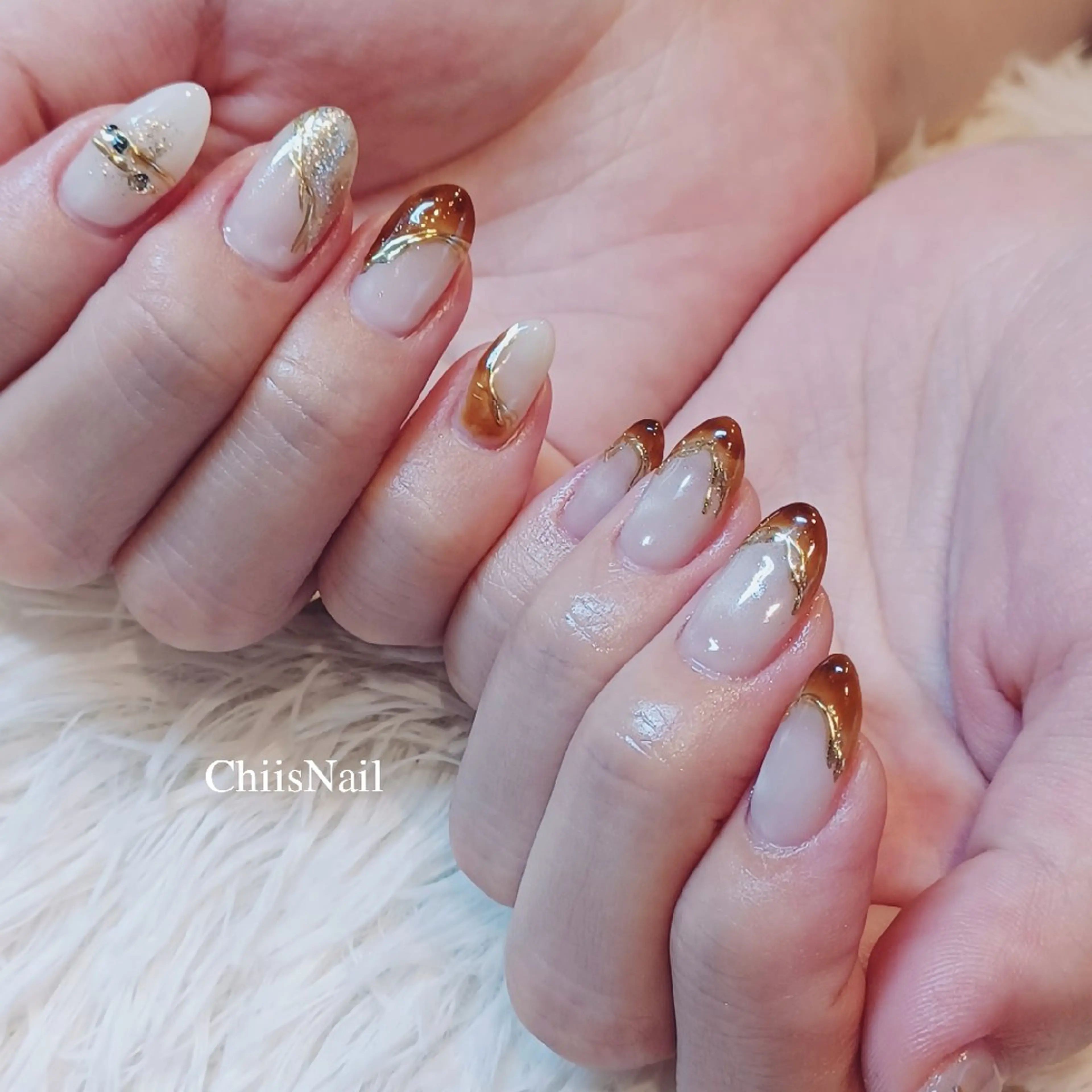 ネイル べっ甲ネイル ハンドネイル ChiisNail ﾁｨｽﾞﾈｲﾙのネイルデザイン