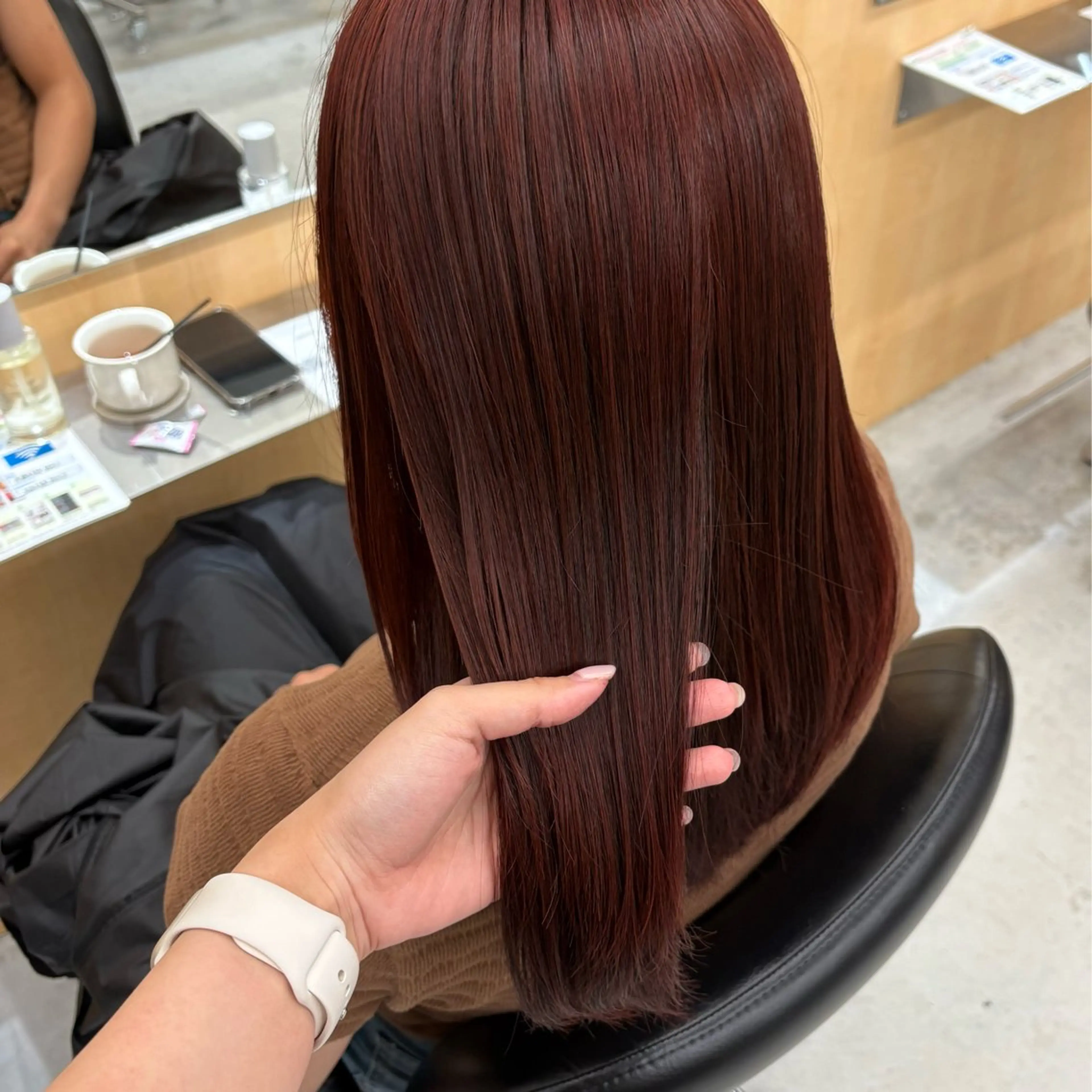 ロング カラー ブラウンカラー レッドカラー レッドブラウン カット ヘアカラー 韓国レイヤー/暖色 カラー/KOTONEのヘアスタイル