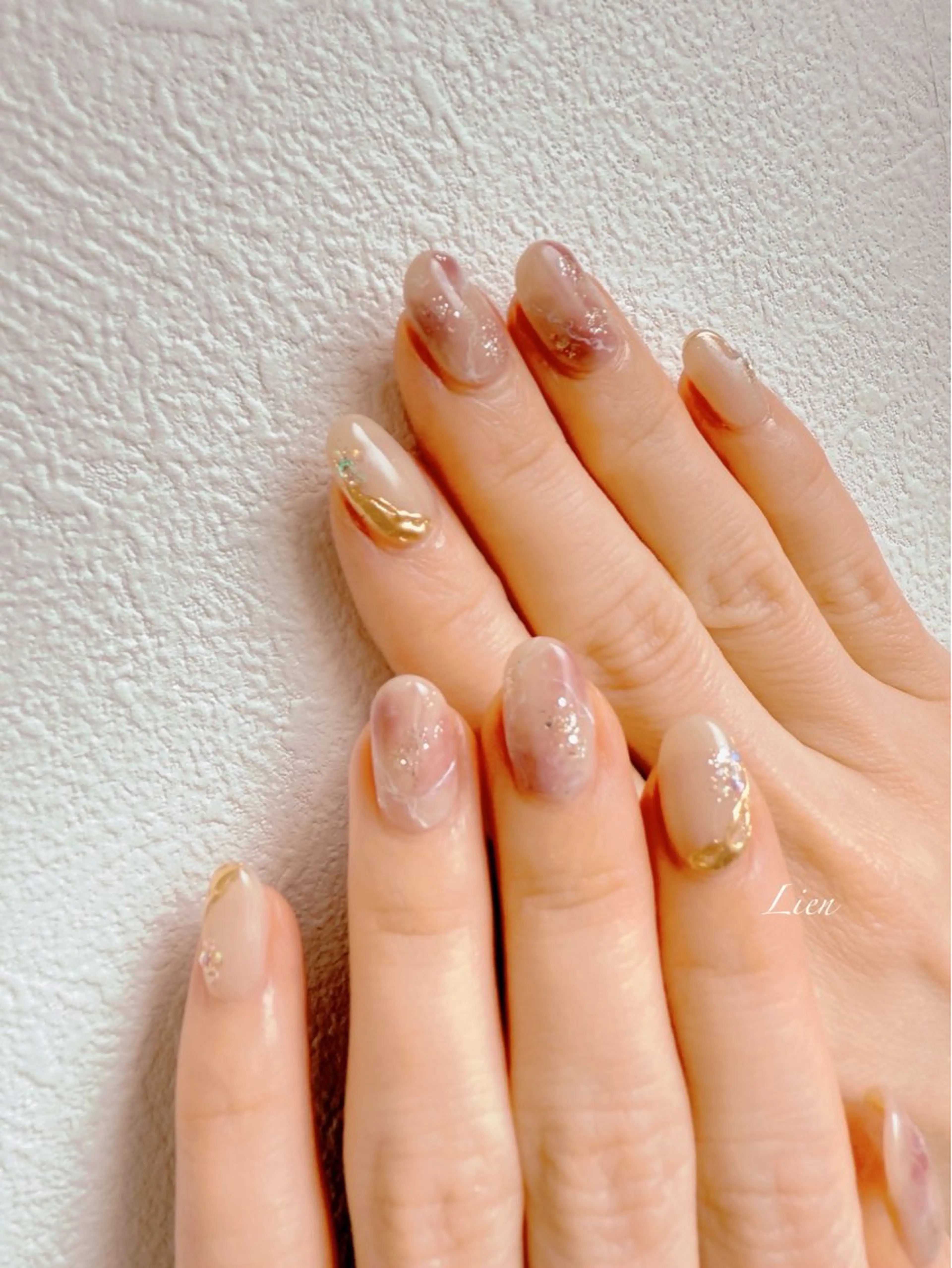 ネイル 長さ出し フットネイル フレンチネイル ジェルネイル ガラスフレンチ ハンドネイル Lien（リアン） 銀座駅6分のネイルデザイン